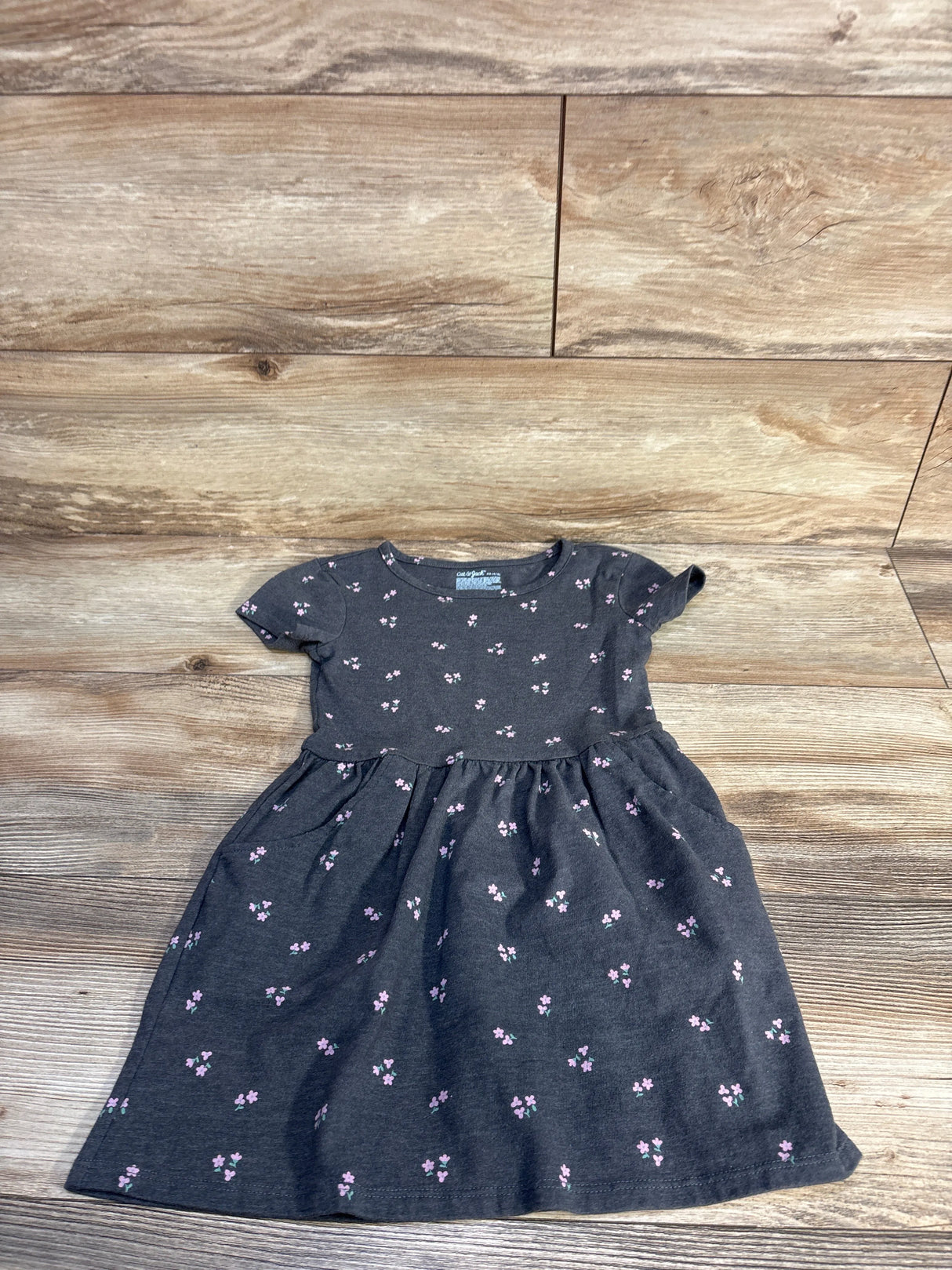 Cat & Jack Floral Pocket Dress Grey sz 4/5T