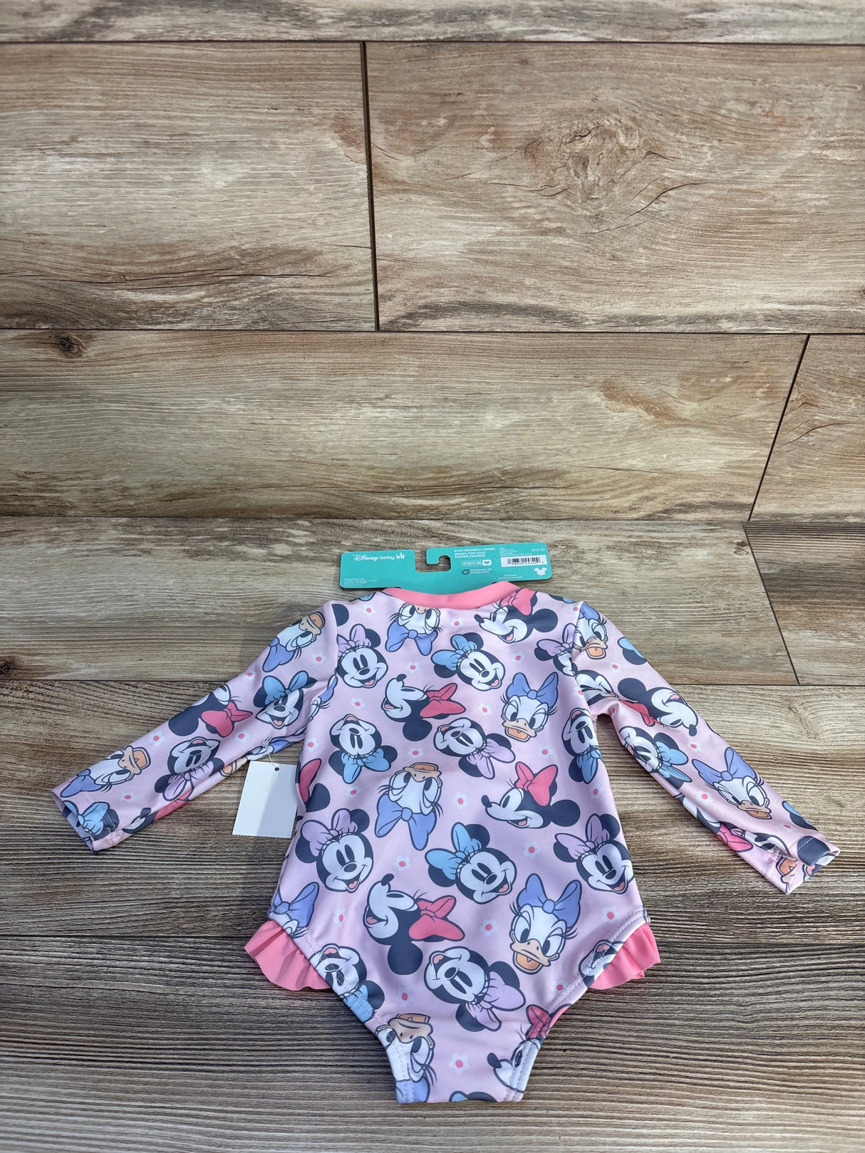 NEW Disney Baby 1pc Minnie Mouse Long Sleeve Rash Guard Swimsuit Pink sz 9m
