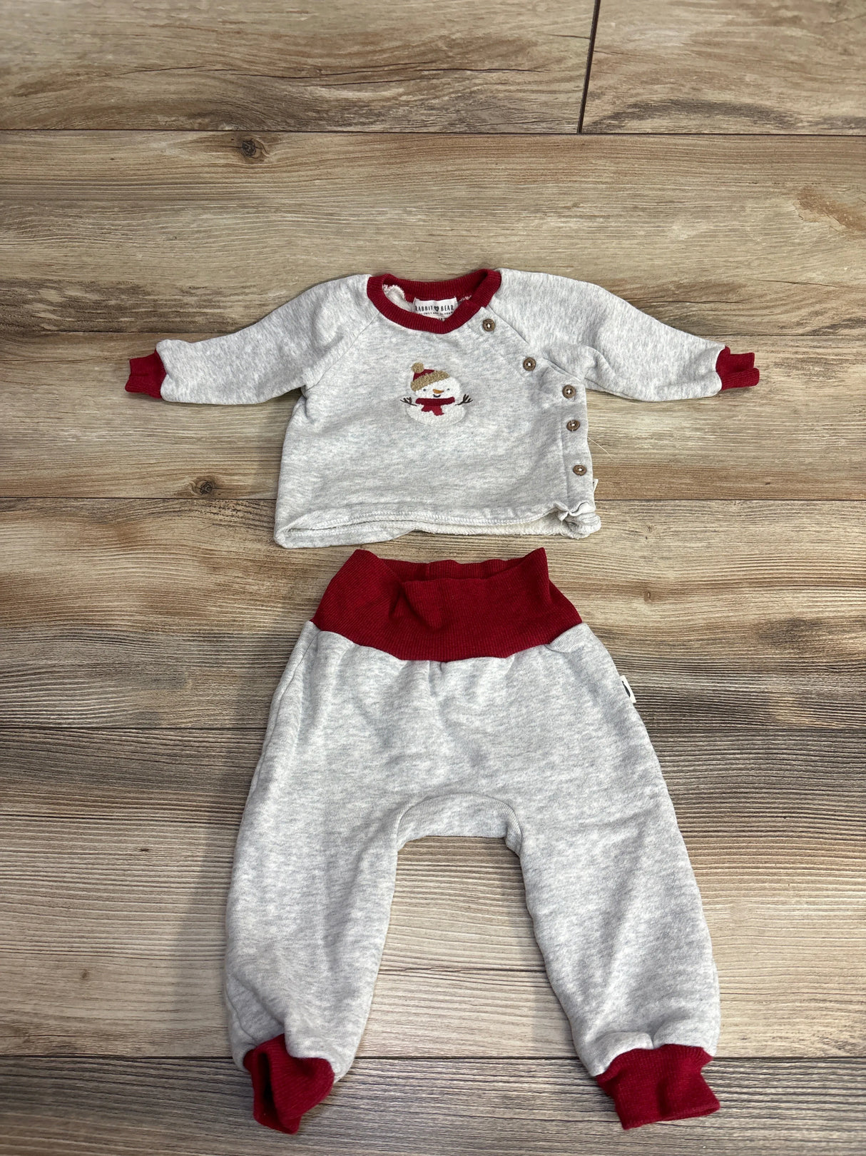 Rabbit + Bear 2pc Snowman Sweatshirt & Joggers Set Grey sz 6-9m