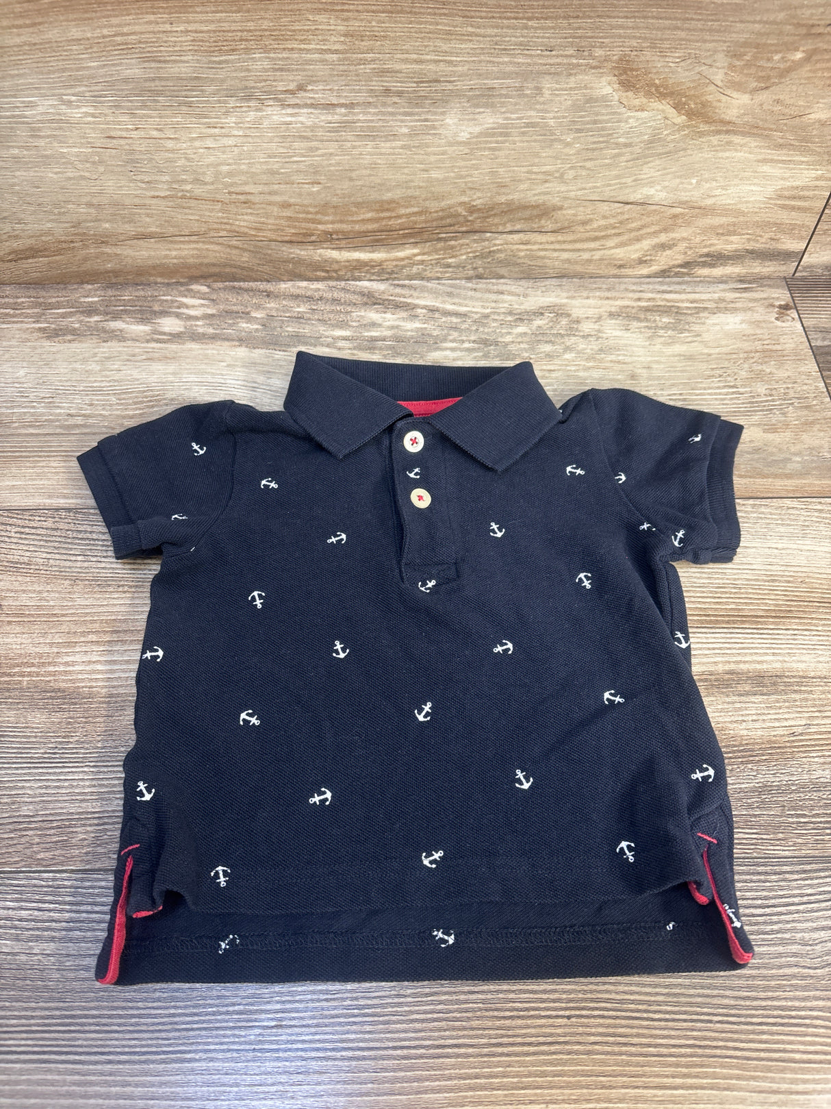 Elfindoll Classic Anchor Print Polo Shirt Navy 12-18m
