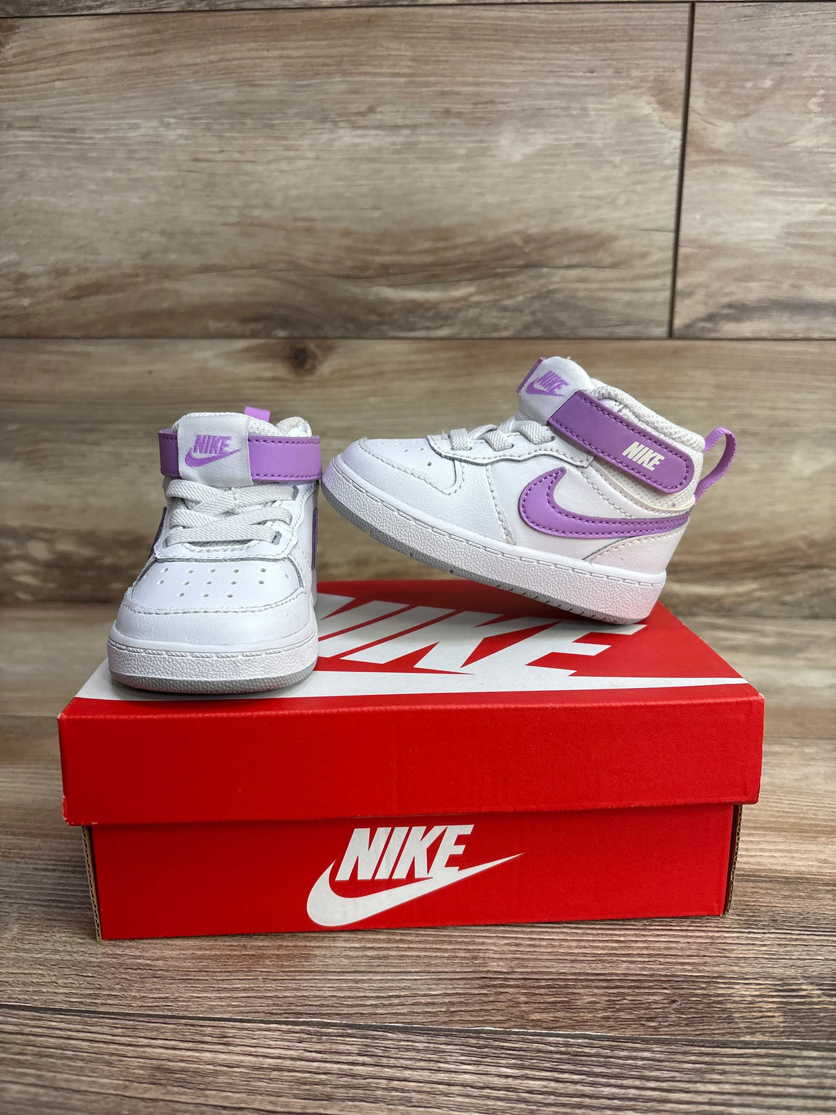 Nike Court Borough Mid 2 TD 'White Fuchsia Glow' Sneakers sz 4c