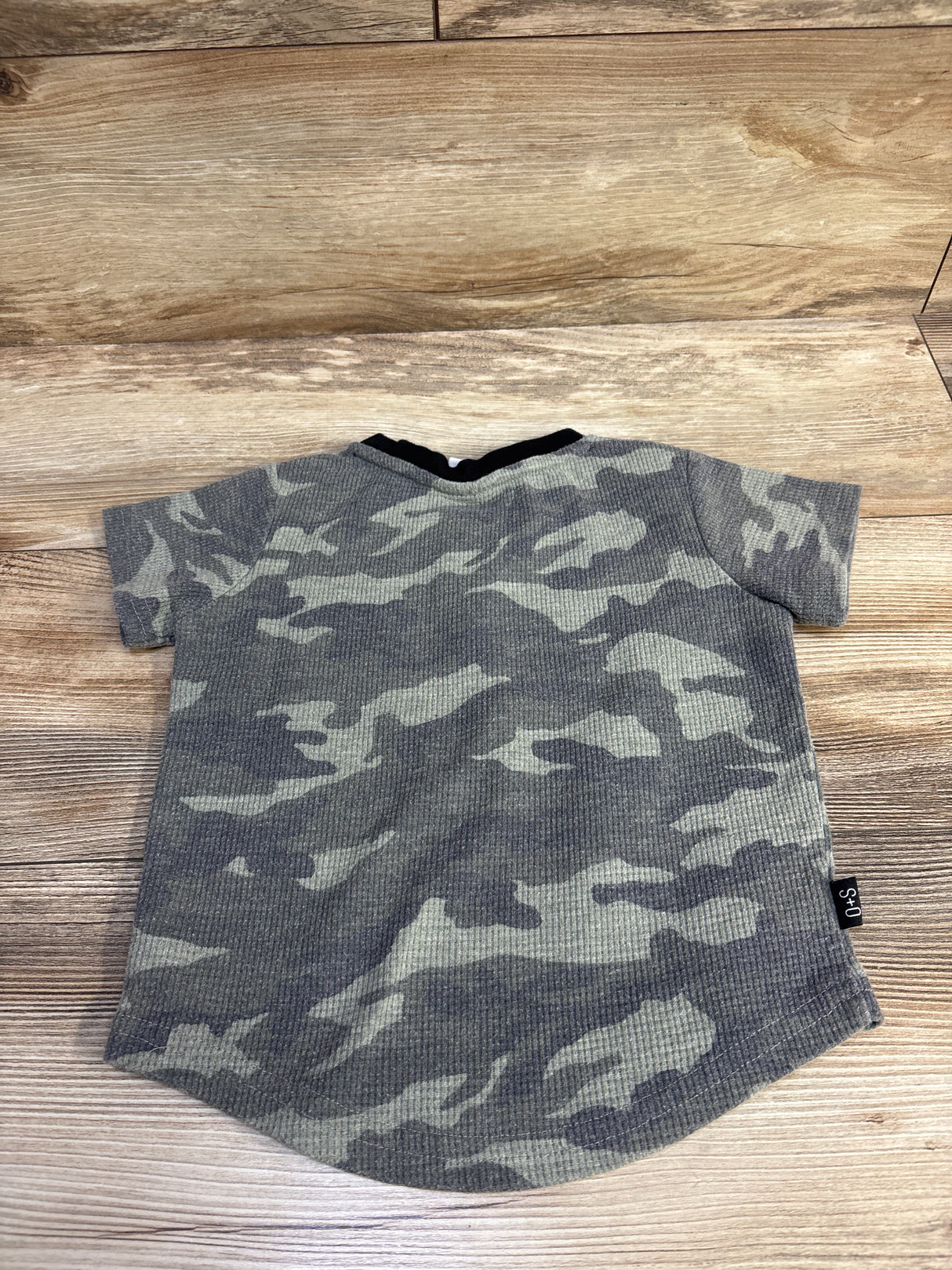 Oliva + Scout Camo Waffle Knit Shirt Green sz 2T