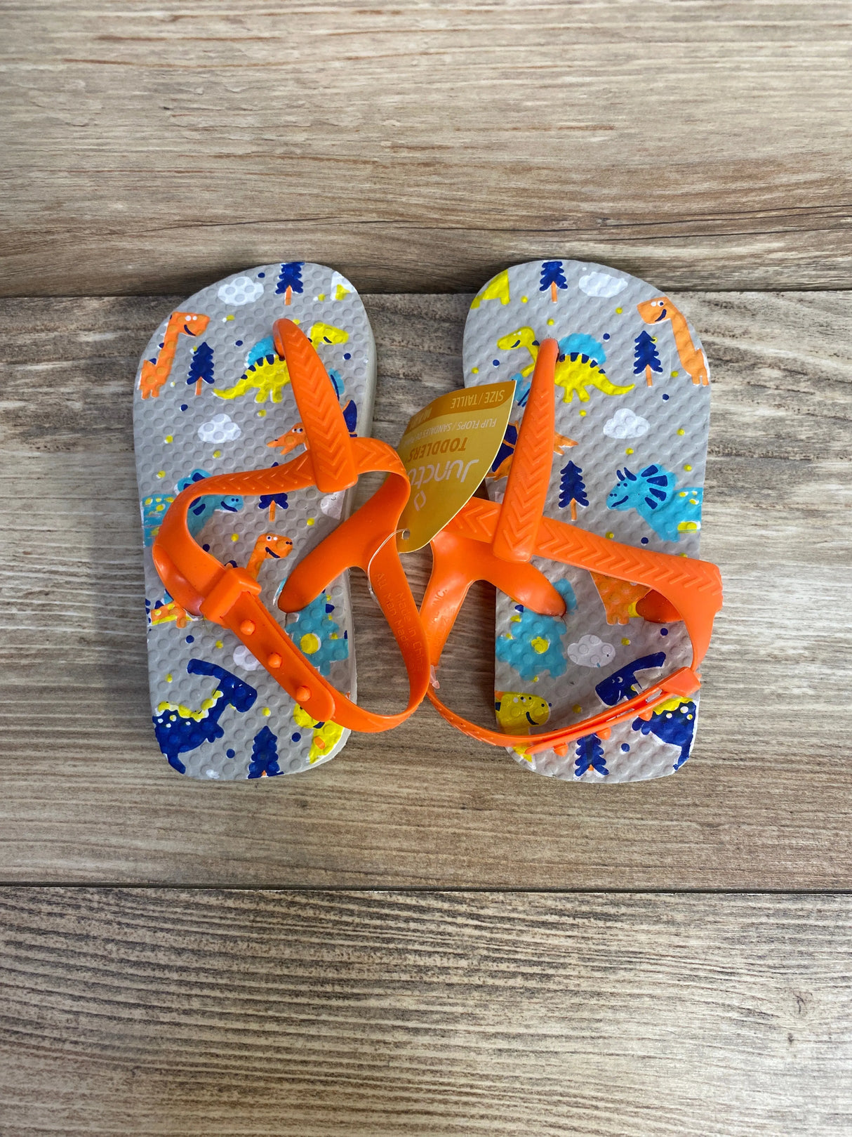 NEW Juncture Flip Flops Dinos, Orange sz 7/8c - Me n Mommy To Be