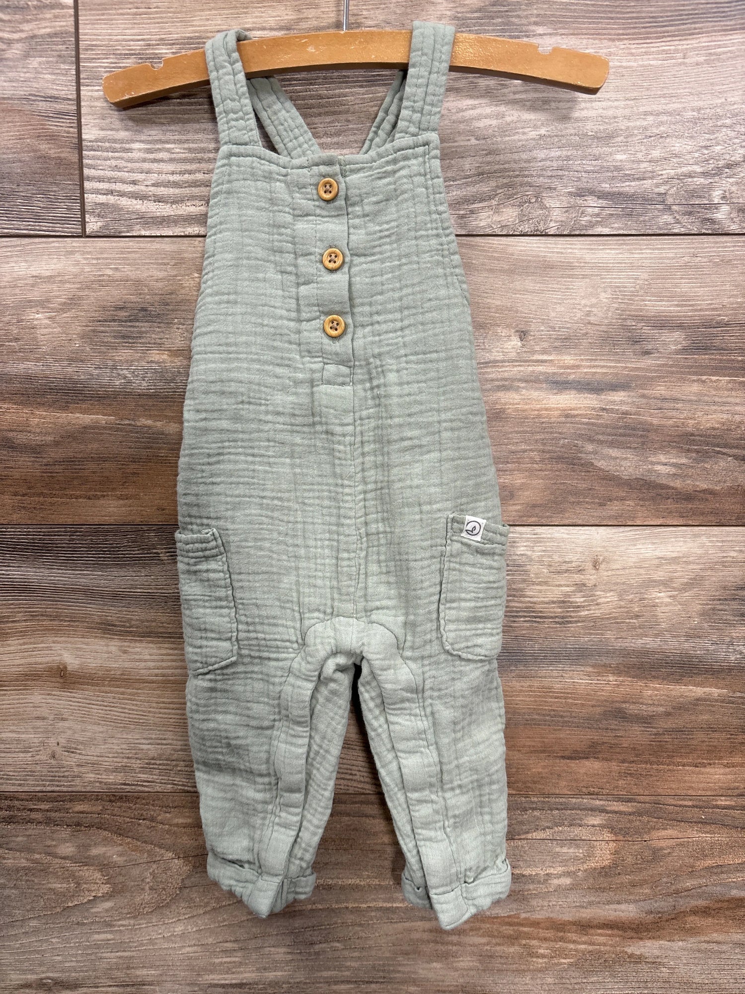 Little Planet Muslin Henley Overalls Sage sz 6m
