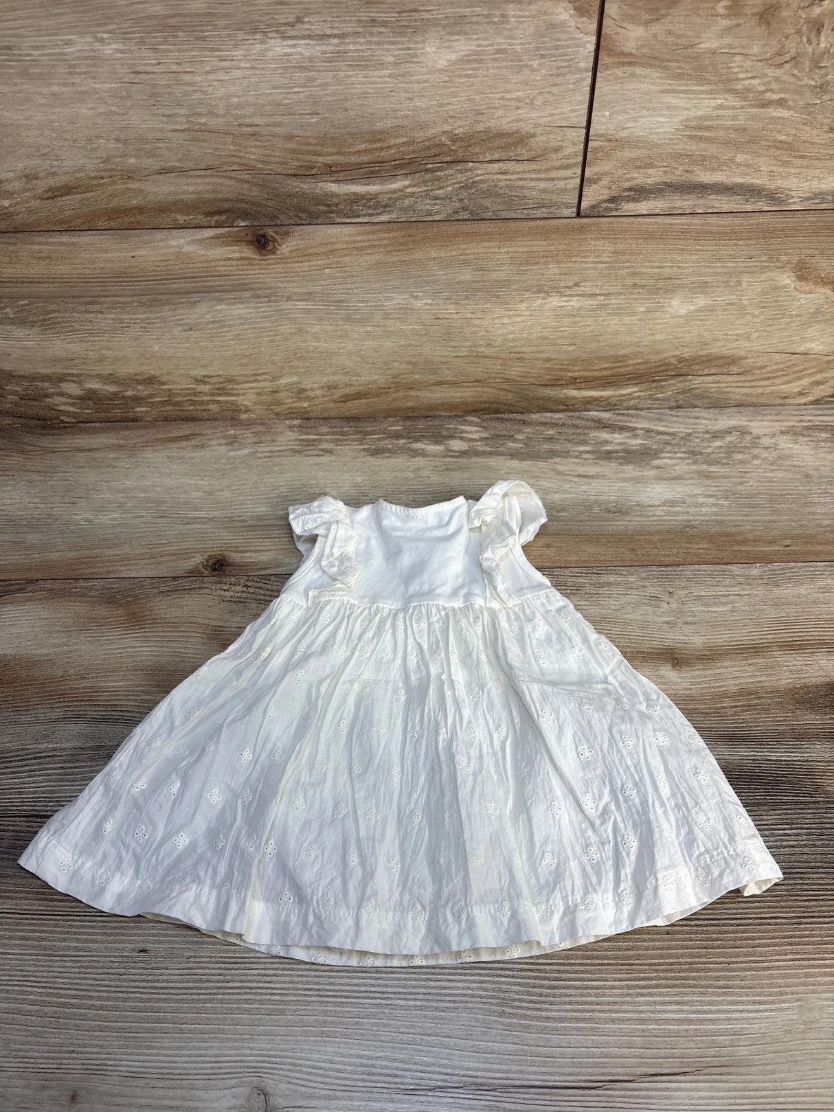 H&M Eyelet Trim Bodysuit Dress White sz 3m