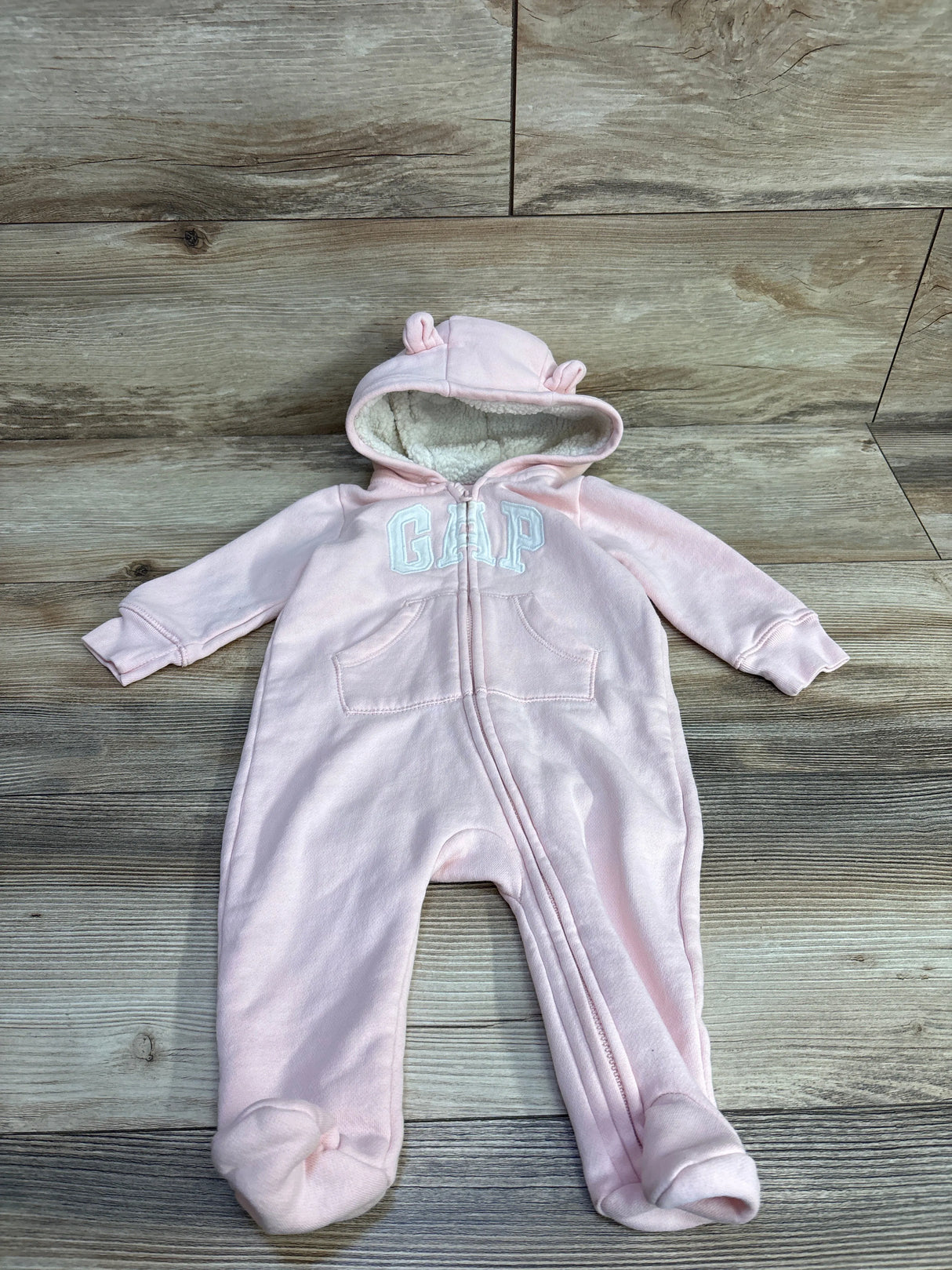 Baby Gap Sherpa Lined Hooded Coverall Pink sz 3-6m