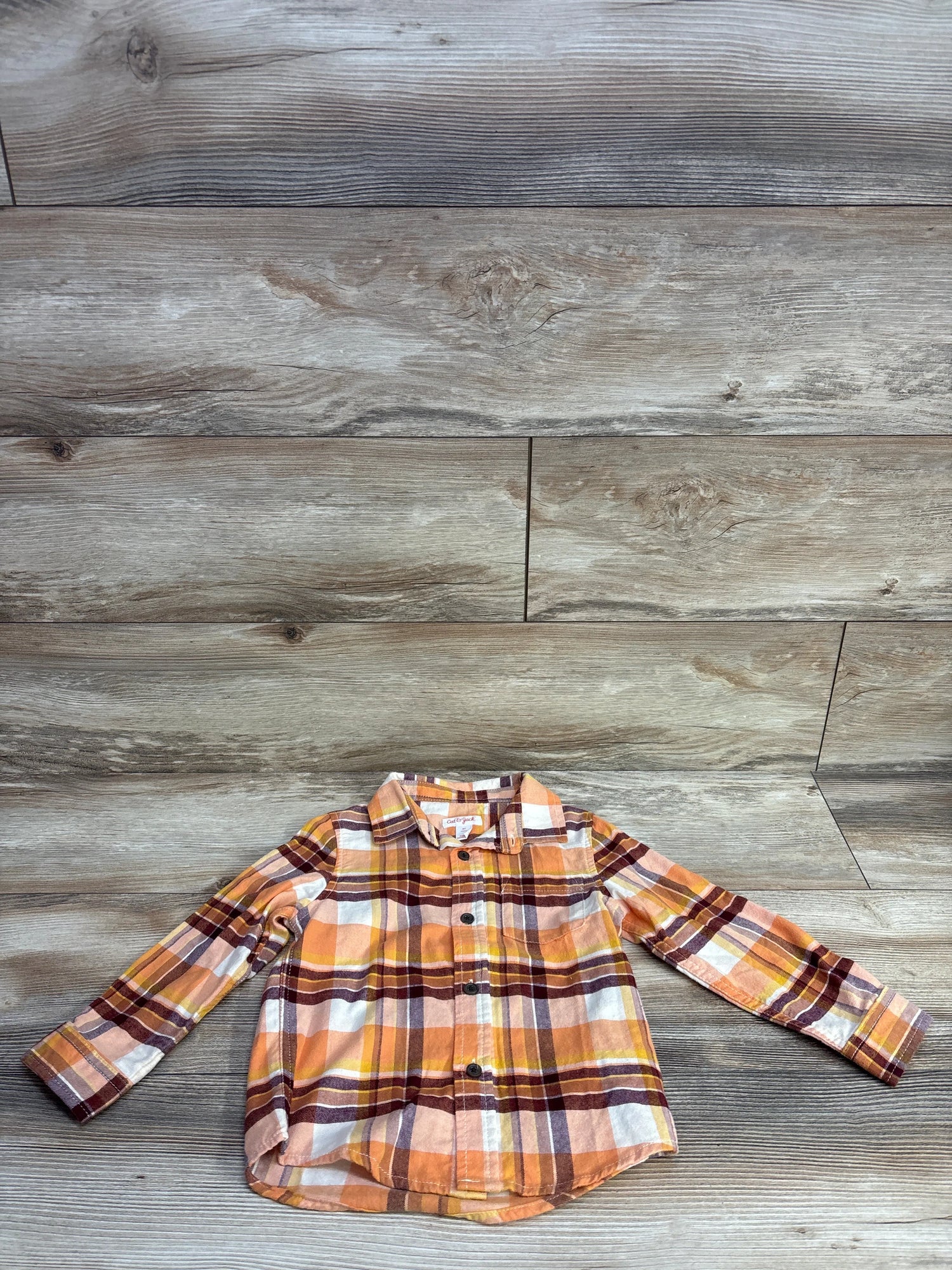 Cat & Jack Plaid Button Up Shirt Yellow sz 3T