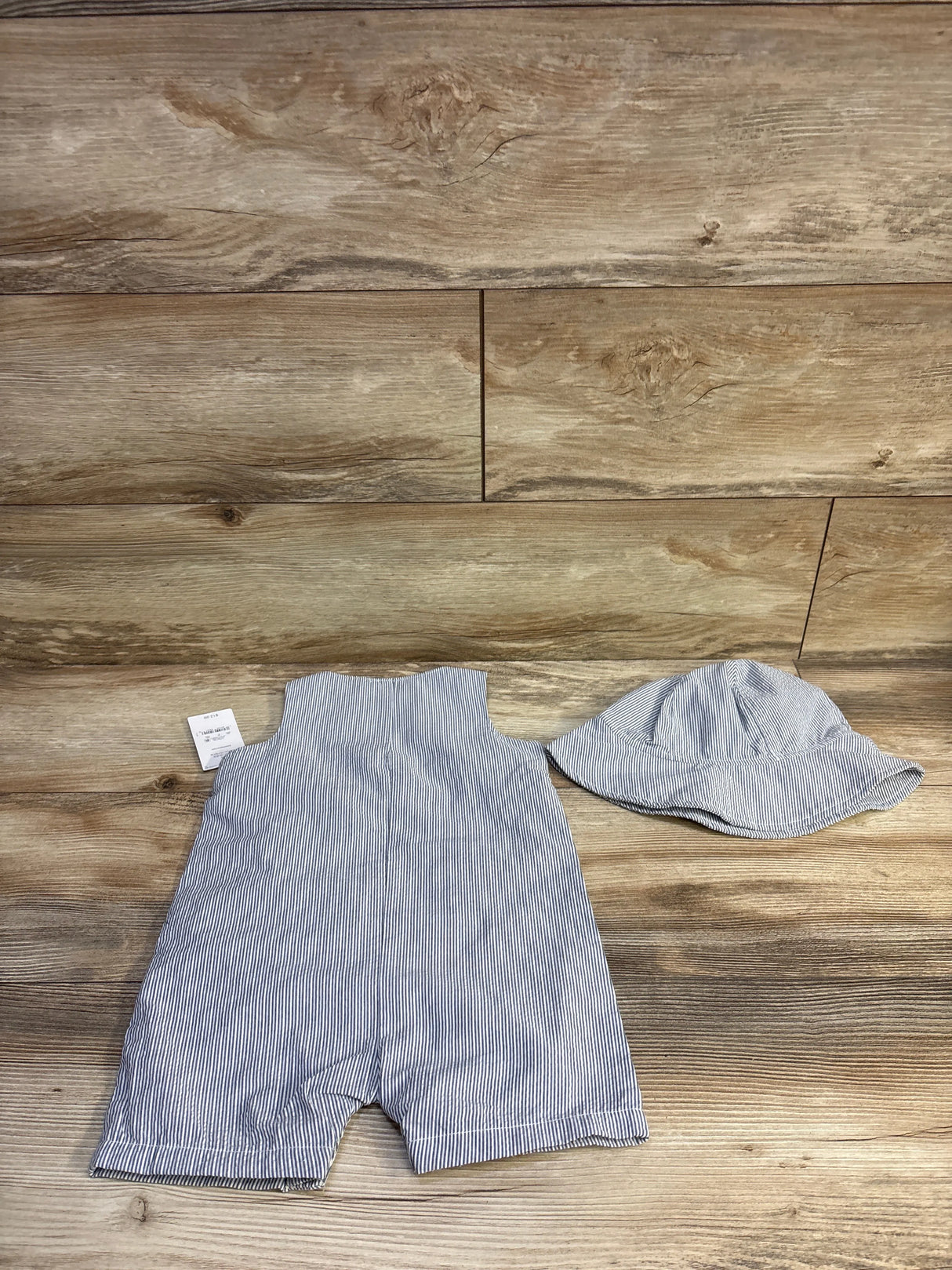 NEW Just One You 2pc Striped Shortie Romper & Hat Set Blue sz 18m