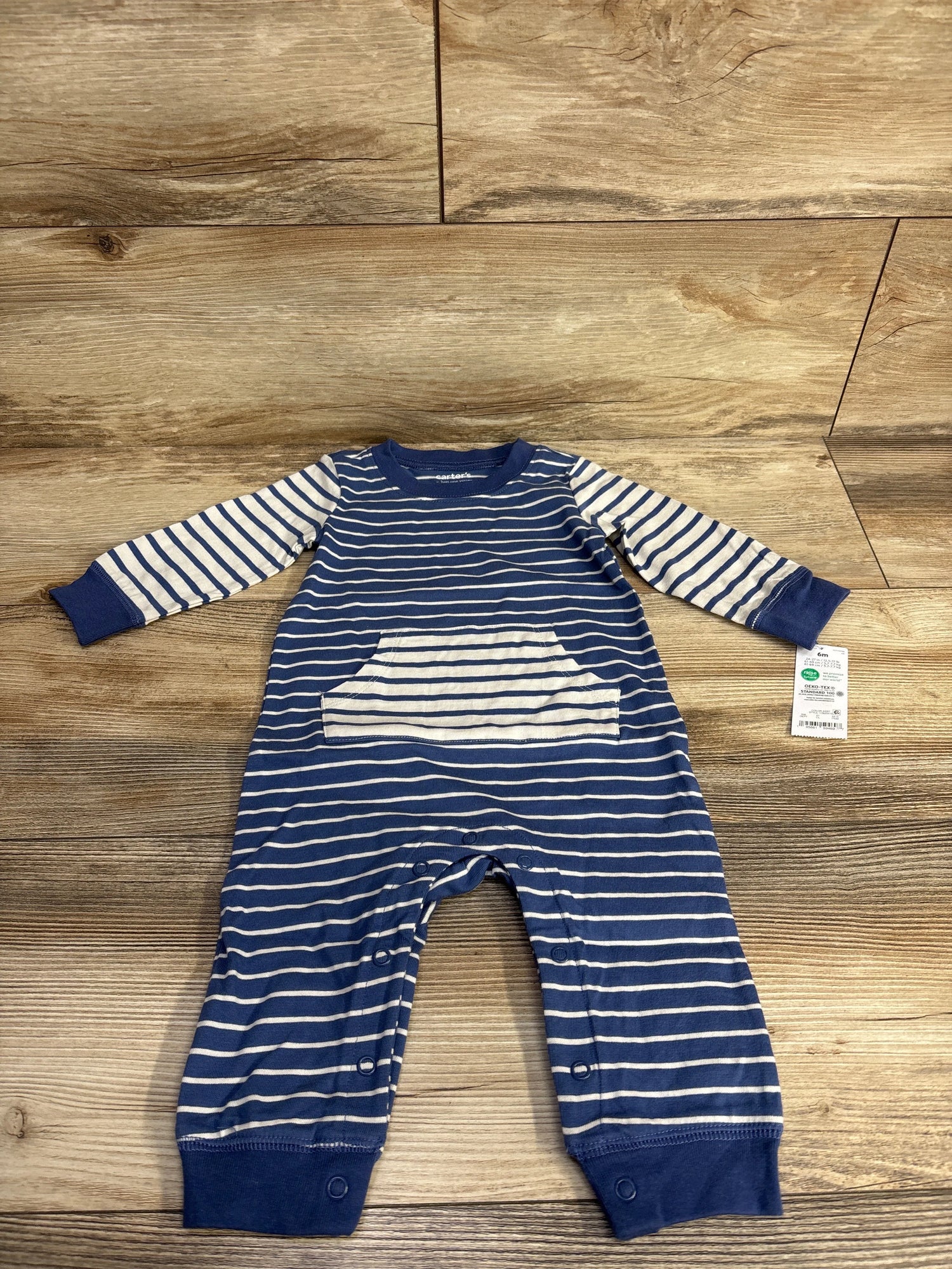 NEW Carter's Striped Coverall Blue sz 6m