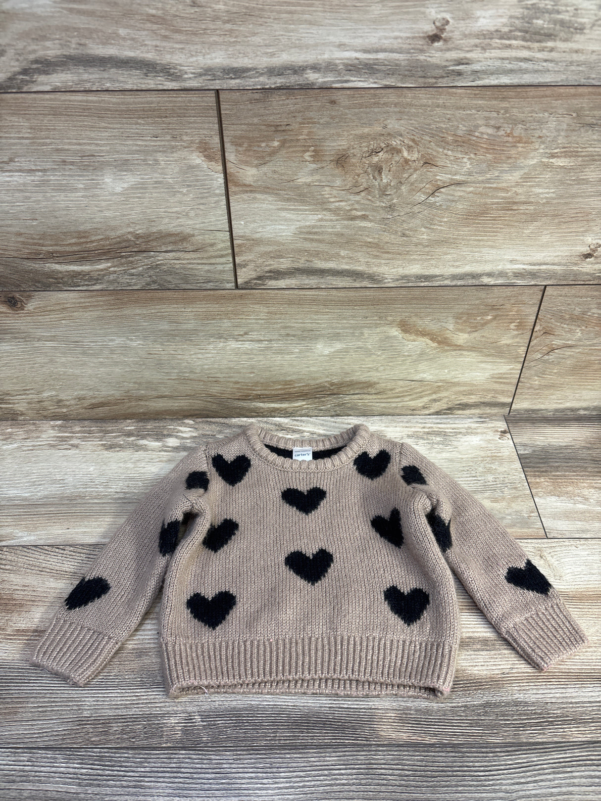 Carter's Heart Print Knit Sweater Brown sz 12m