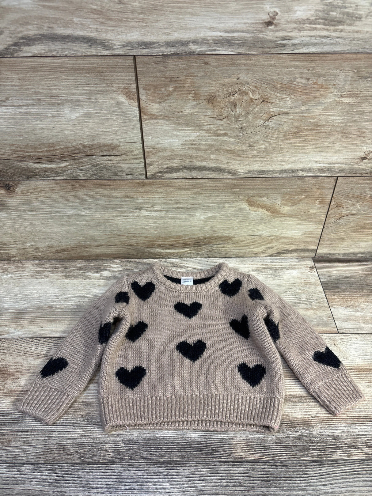 Carter's Heart Print Knit Sweater Brown sz 12m
