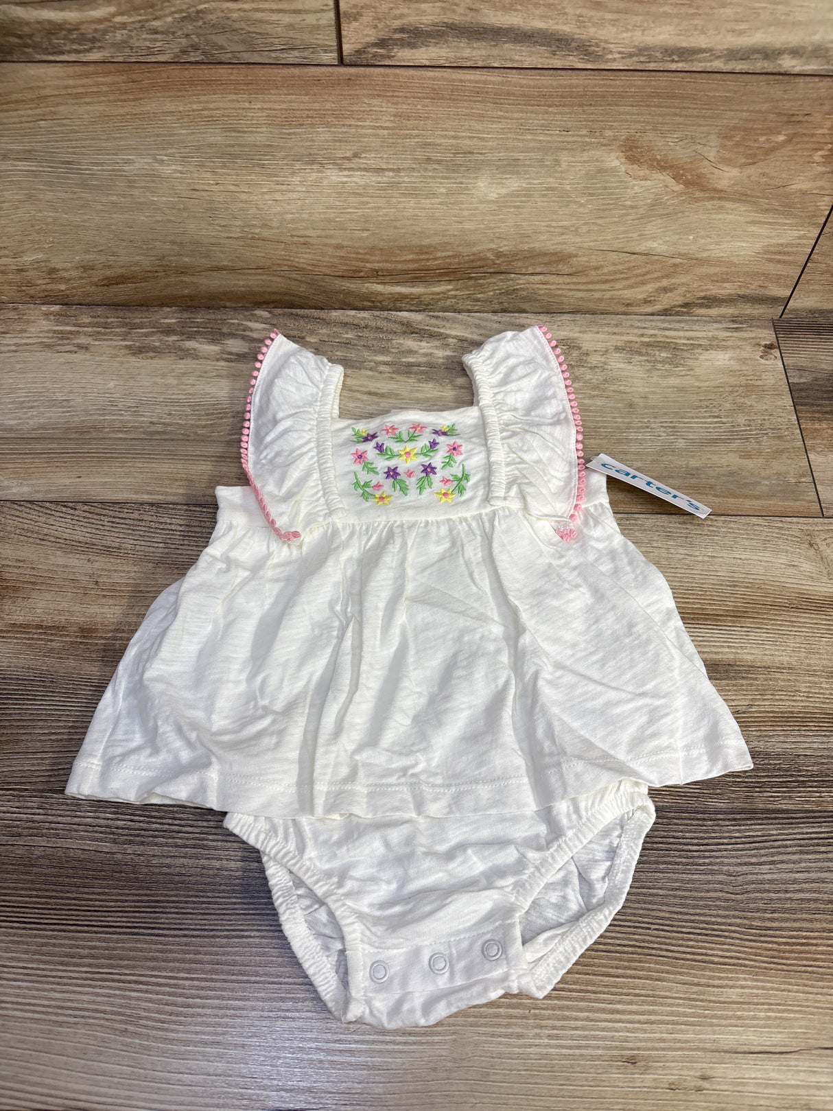 NEW Carter's Embroidered Bodysuit Dress Ivory sz 12m