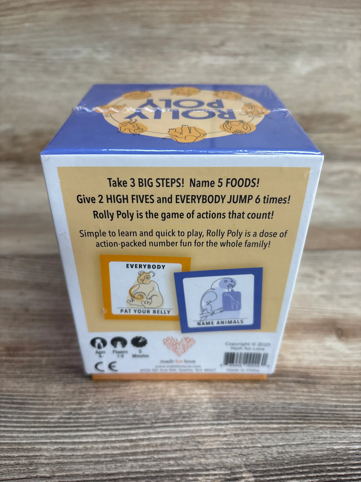 Rolly Poly kids action and number game box with instructions for engaging activities and family fun