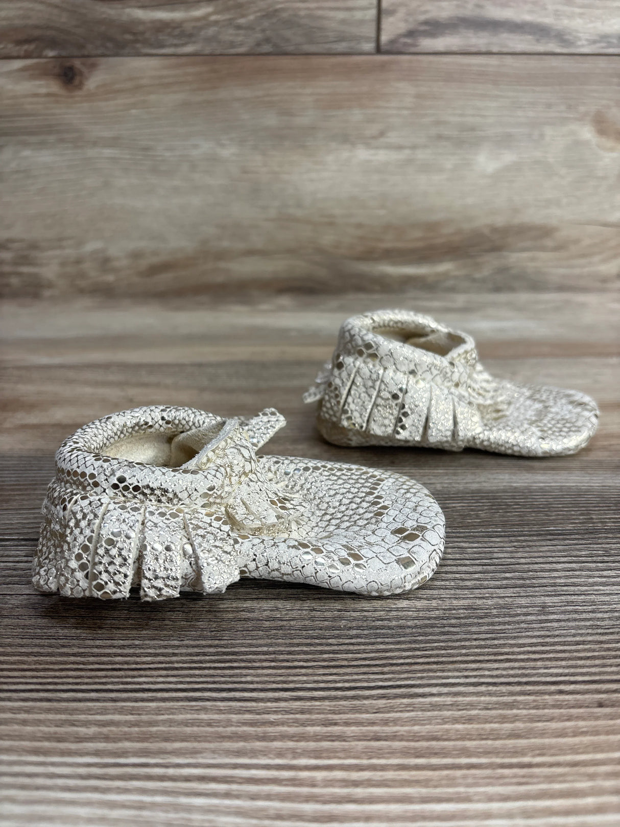 Freshly Picked Snakeskin Moccasin Sneakers Beige sz 4c