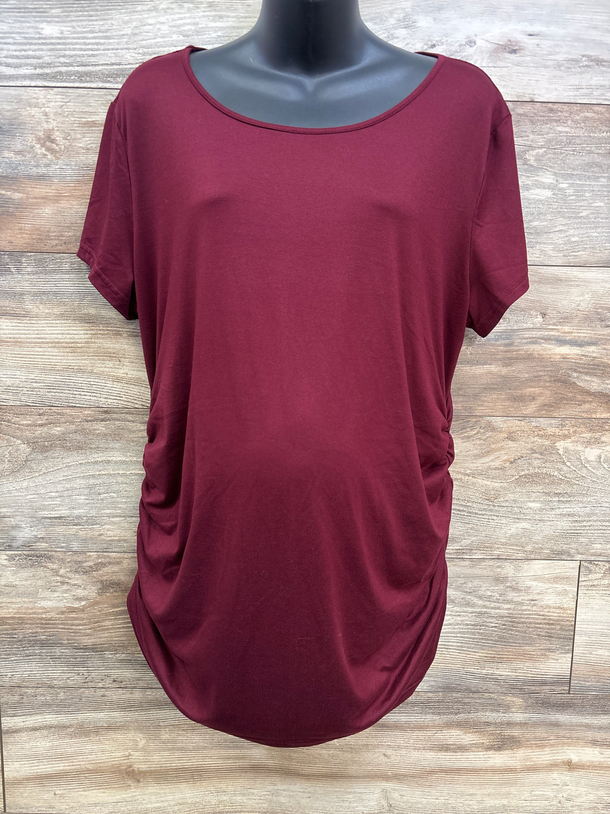 Ekouaer Ruched Shirt Burgundy sz XXL
