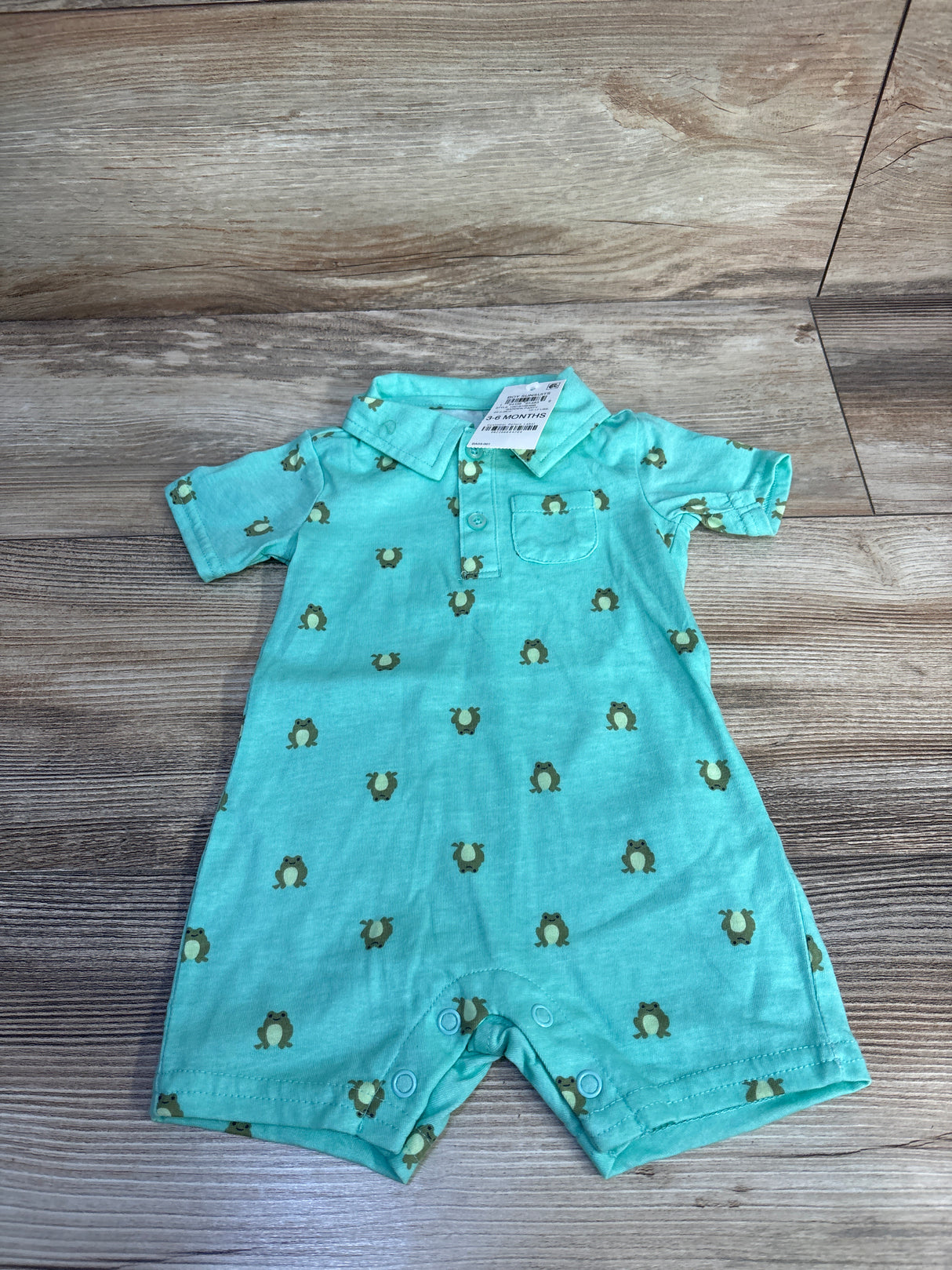 NEW First Impressions Frog Polo Romper Green sz 3-6m