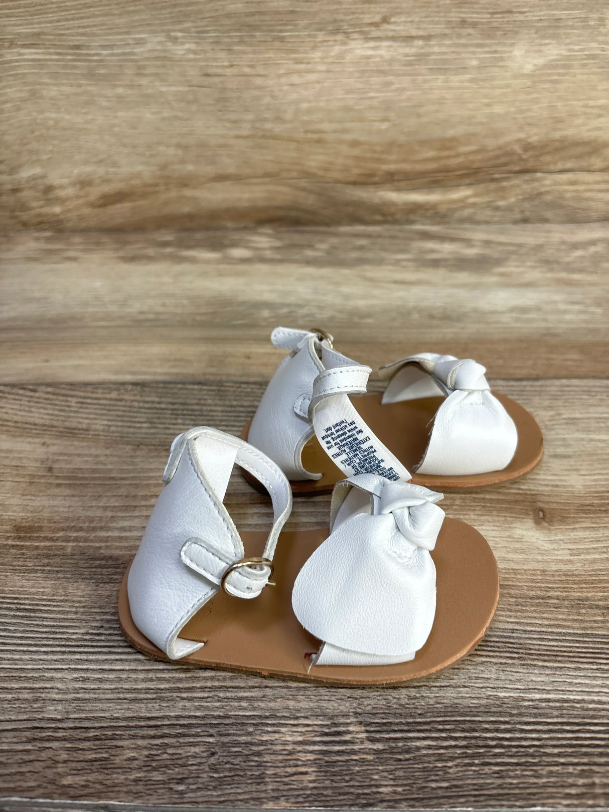 NWOT Janie & Jack Leather Bow Sandals White sz 4c