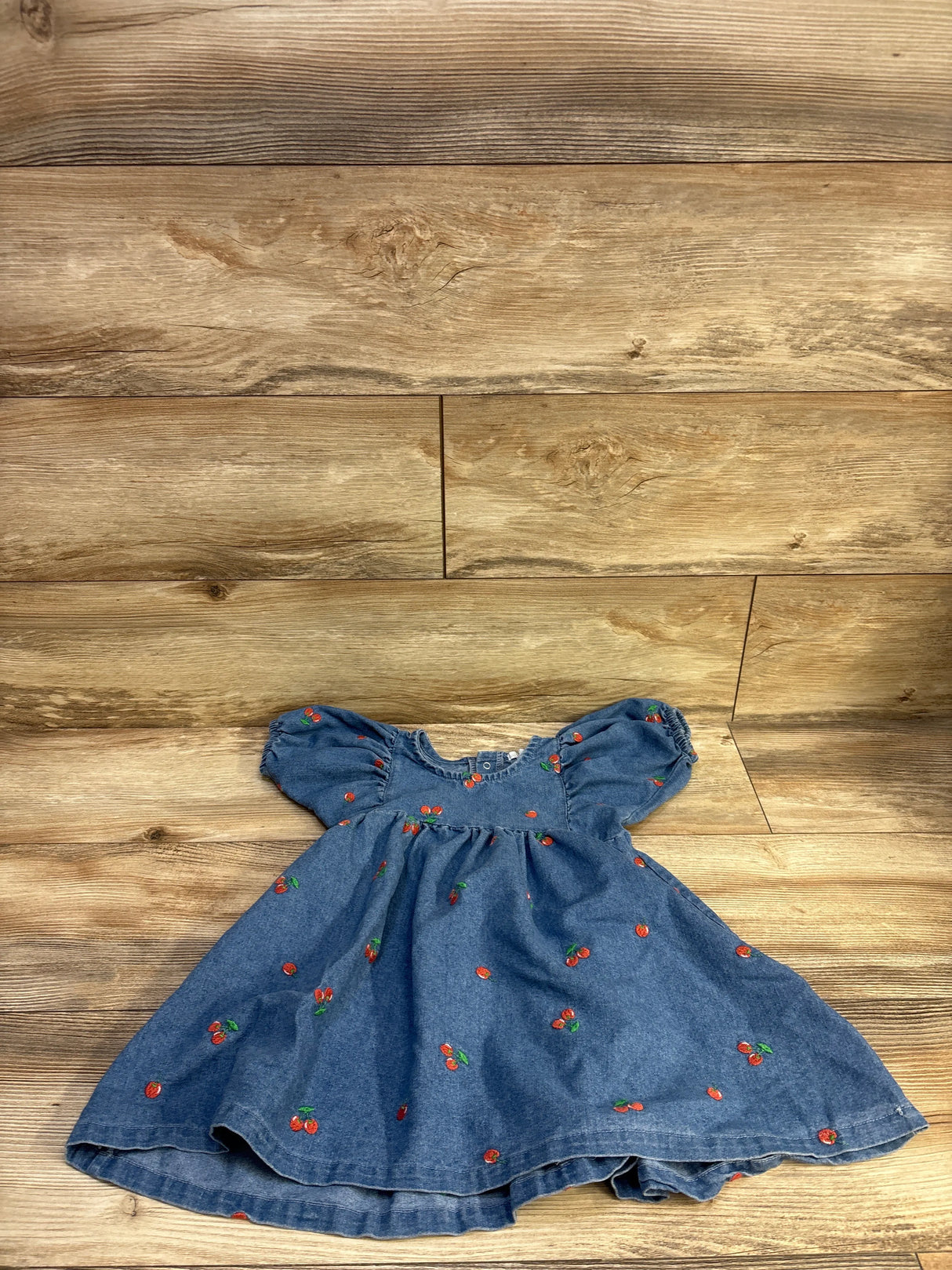 RZ by Rachel Zoe Embroidered Cherry Chambray Dress Blue sz 2T