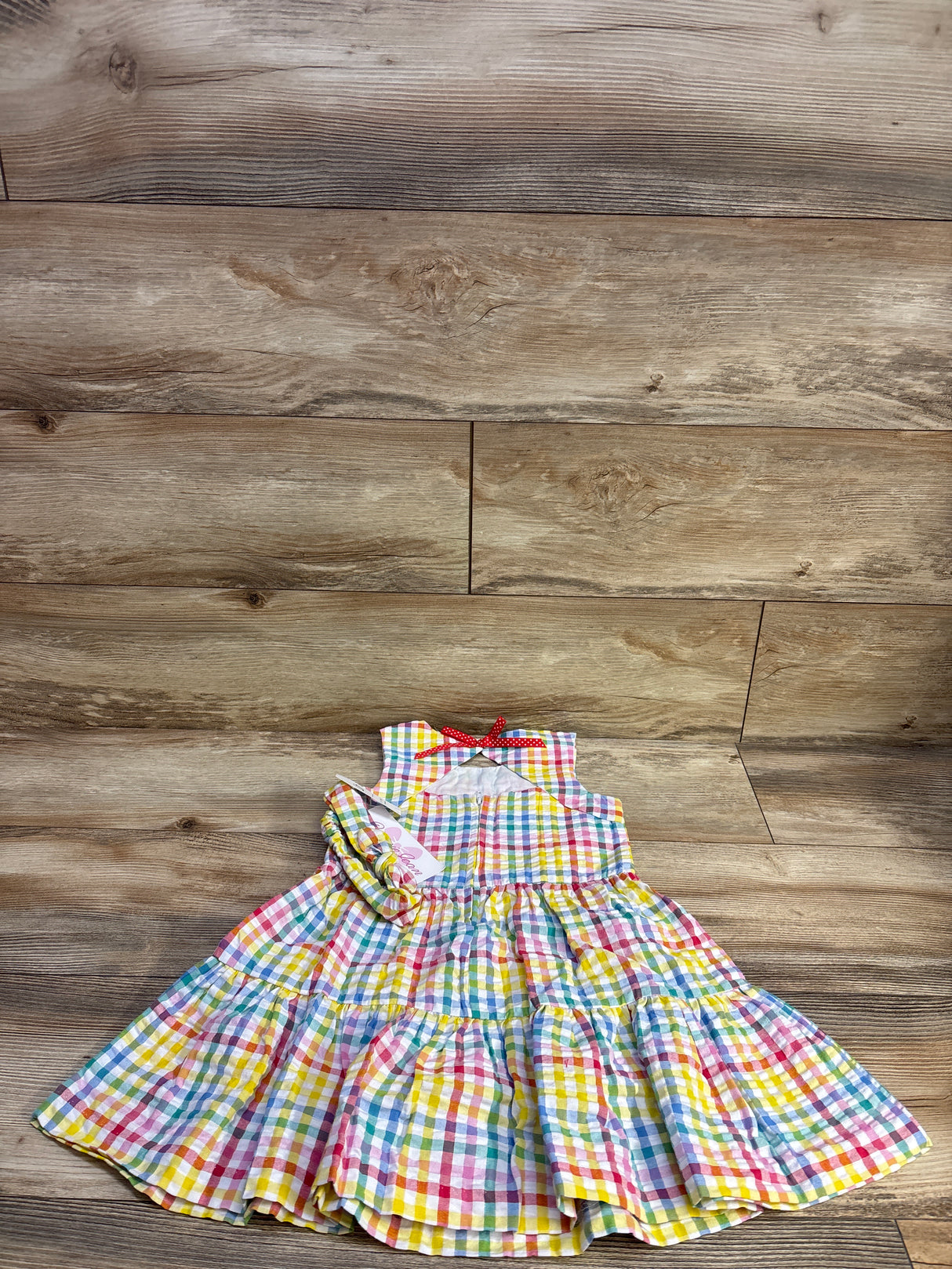 NEW Bonnie Jean 2pc Strawberry Seersucker Dress & Headband White sz 4T