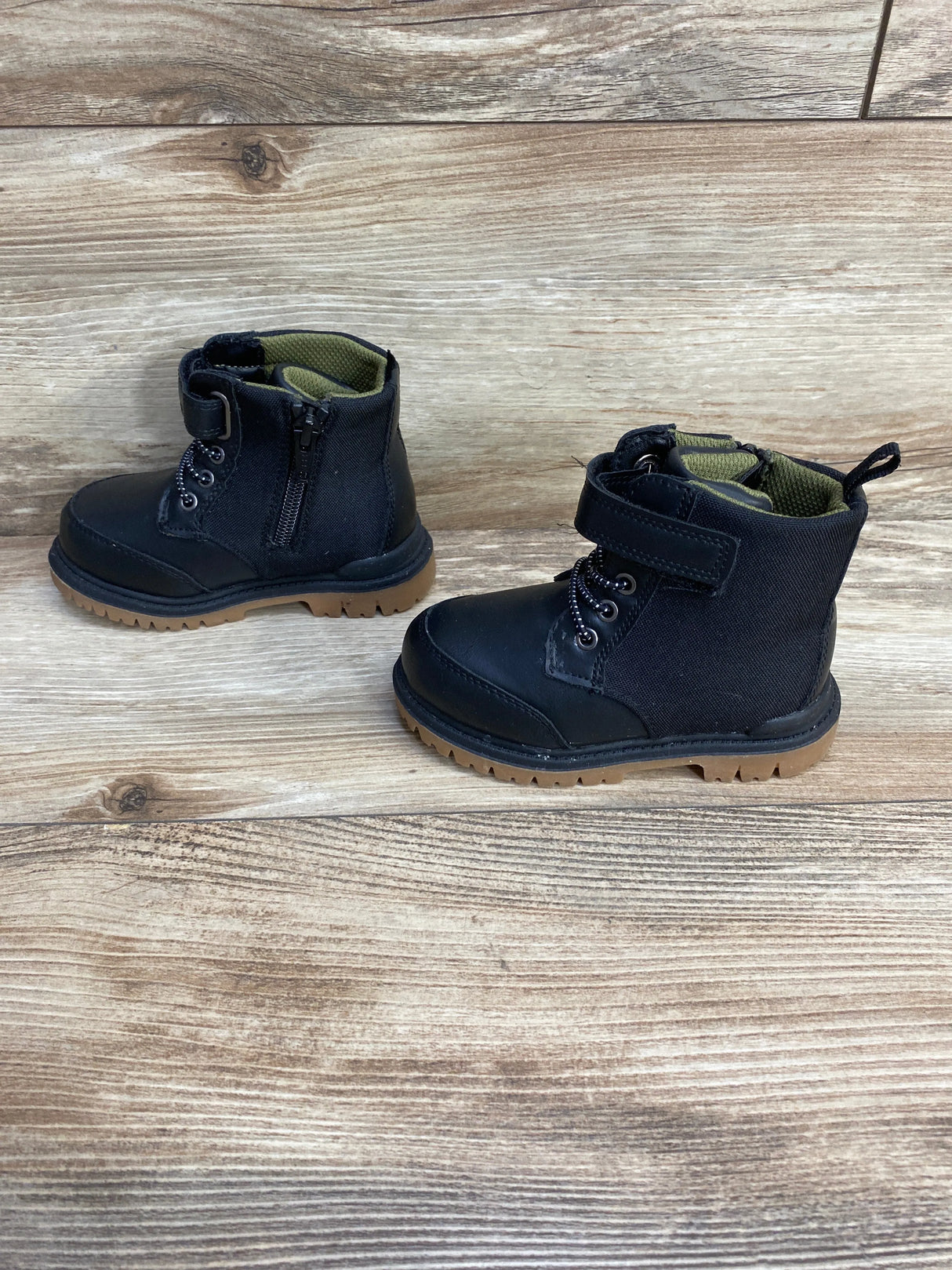 Wonder Nation Toddler Boys Combat Boots Black Sz 6c - Me n Mommy To Be