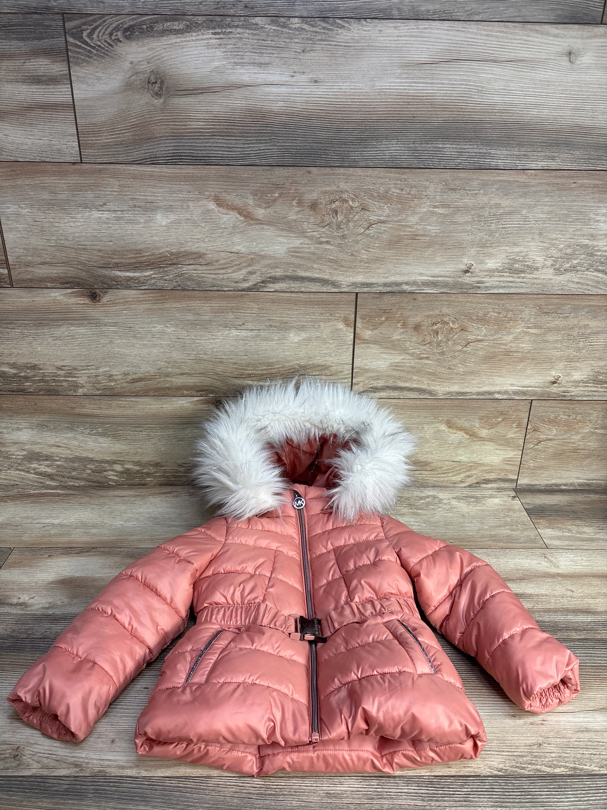 Michael Kors Belted Hooded Puffer Coat Pink sz 3T