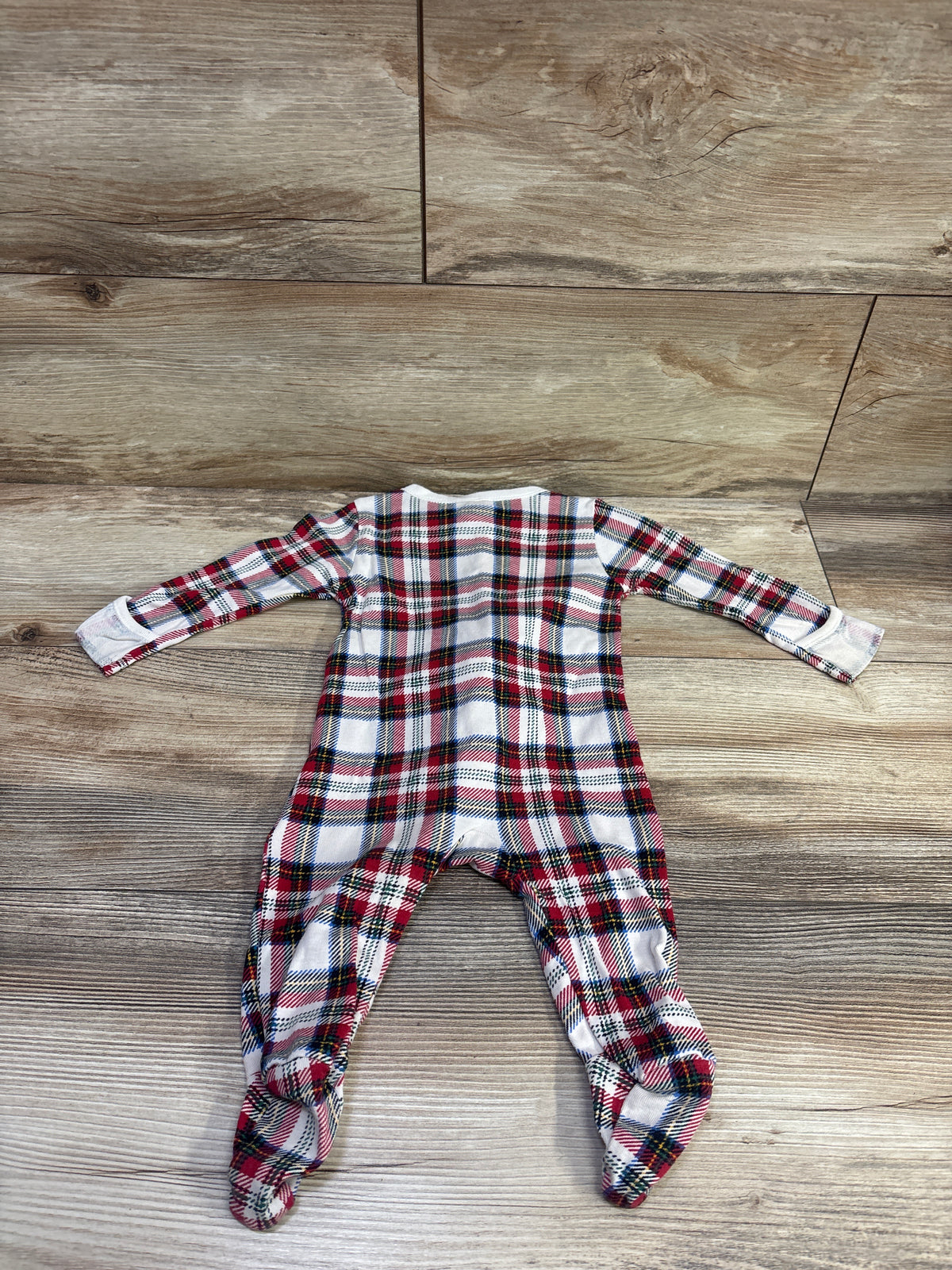 Old Navy Plaid Sleeper White/Red sz 3-6m