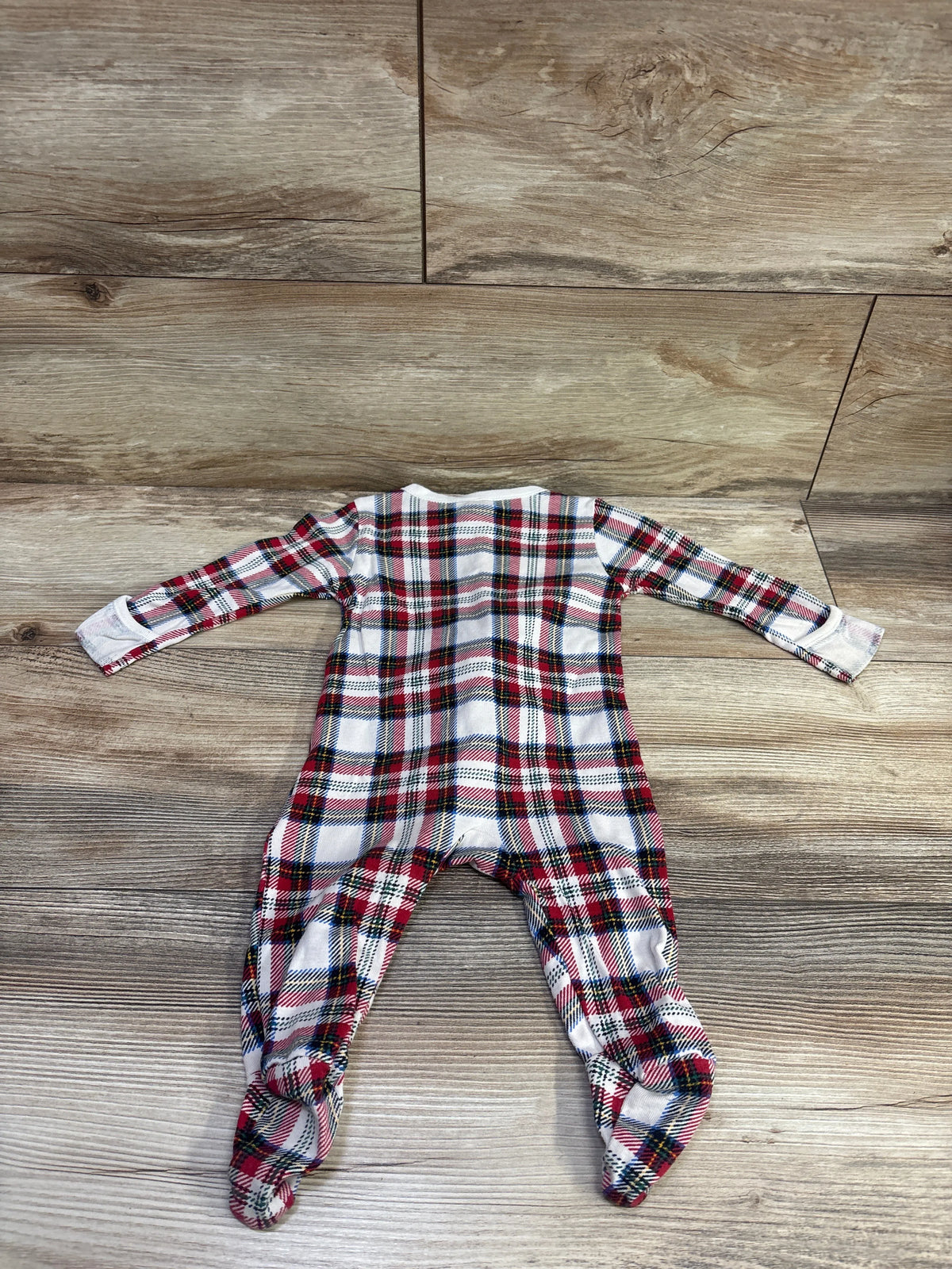 Old Navy Plaid Sleeper White/Red sz 3-6m