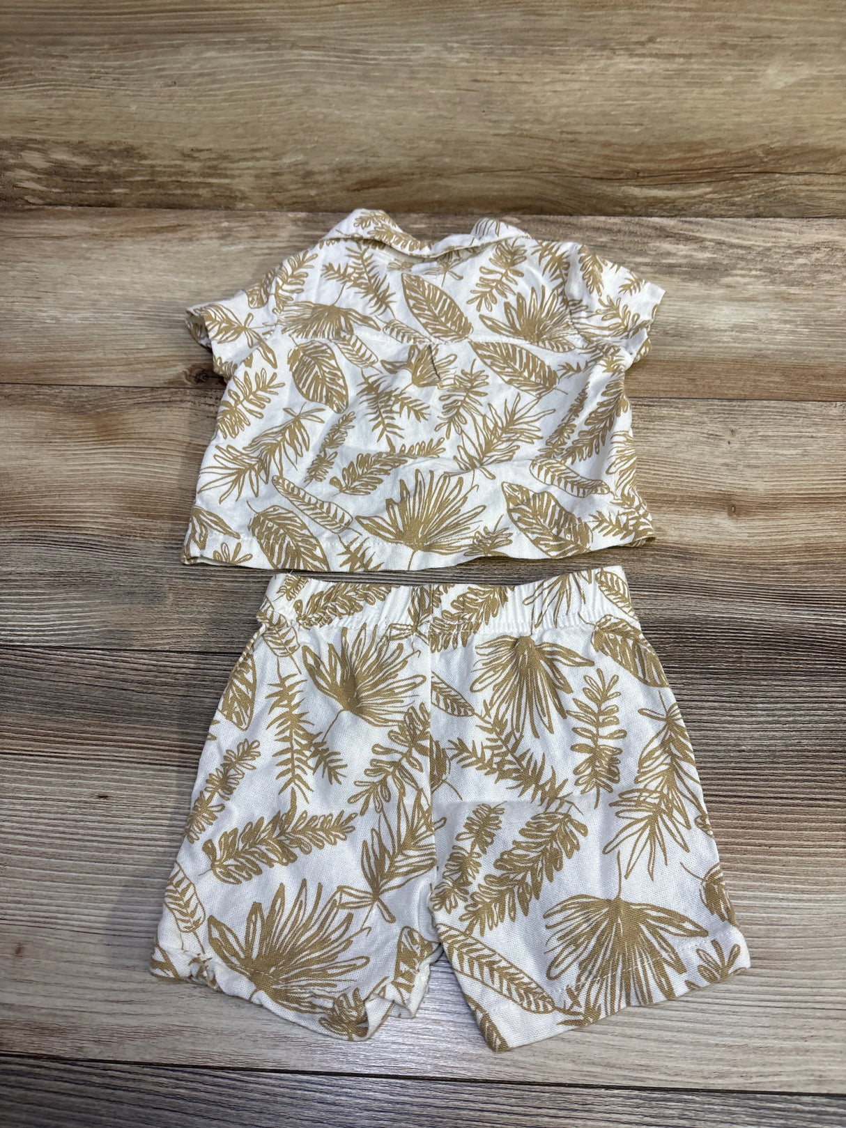 Bearpaw 2pc Rayon/Linen Blend Button-Up Shirt & Shorts Set White sz 3/6m