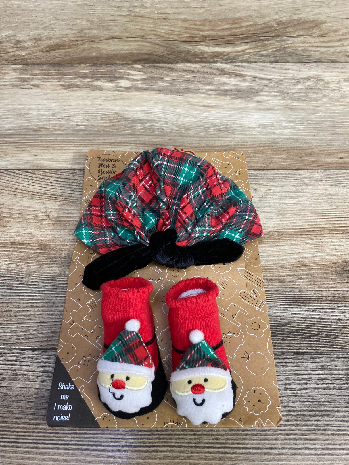 NEW Baby Essentials Turban Hat & Rattle Socks 2pc Set Red sz 0-6m