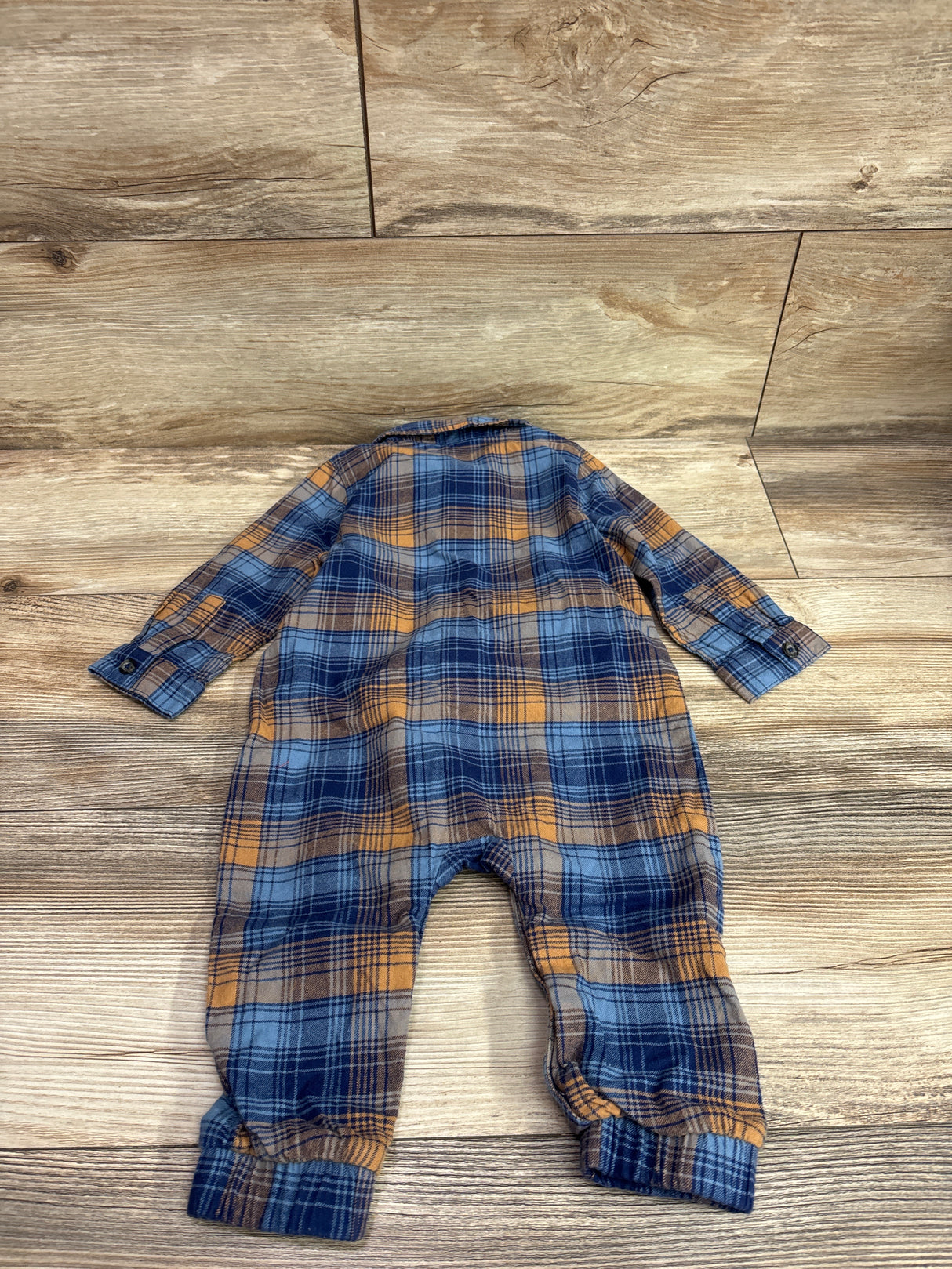 Cat & Jack Plaid Polo Coverall Blue sz 12m