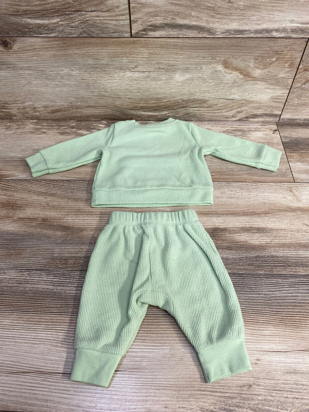 Cat & Jack 2pc Waffle Knit Shirt & Pants Green sz Newborn