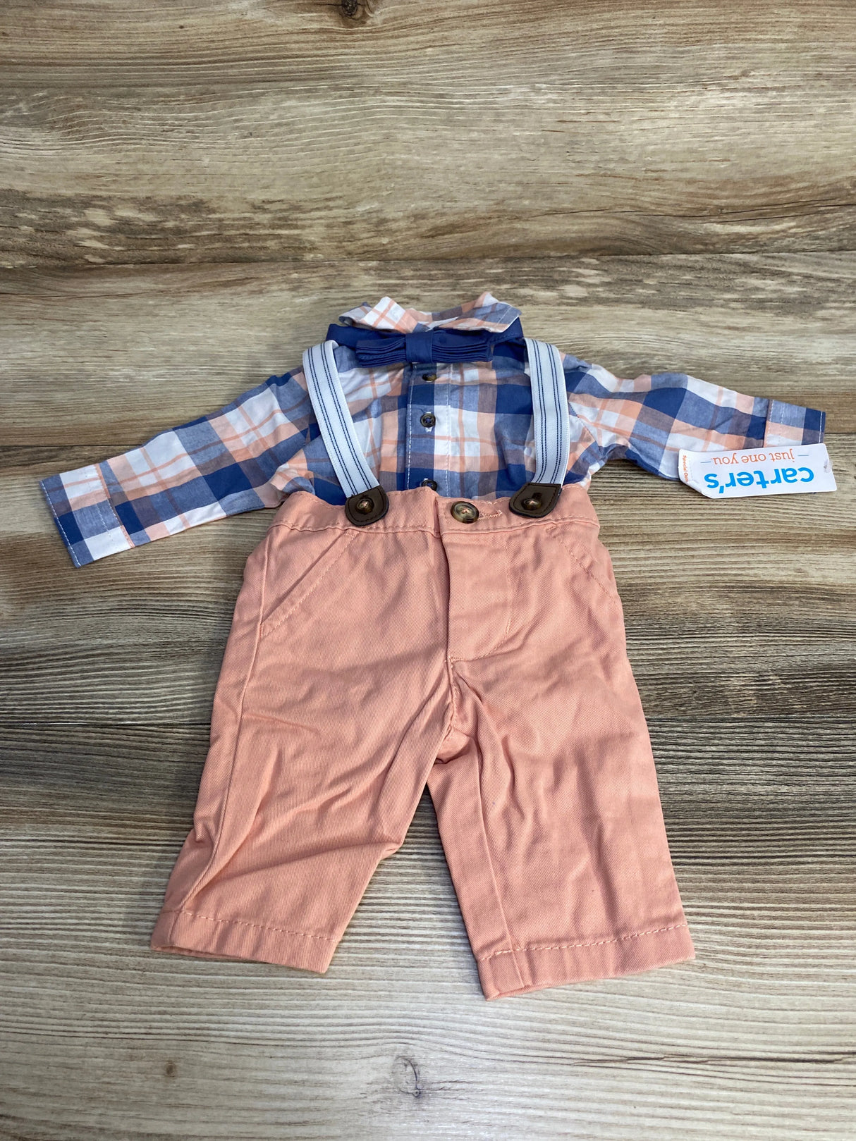 NEW Just One You 4pc Plaid Button-Up Suspender Set Pink sz Newborn - Me n Mommy To Be