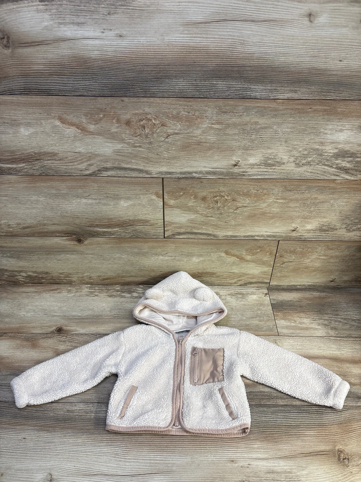 Children's Place Full Zip Sherpa Jacket Ivory sz 18-24m