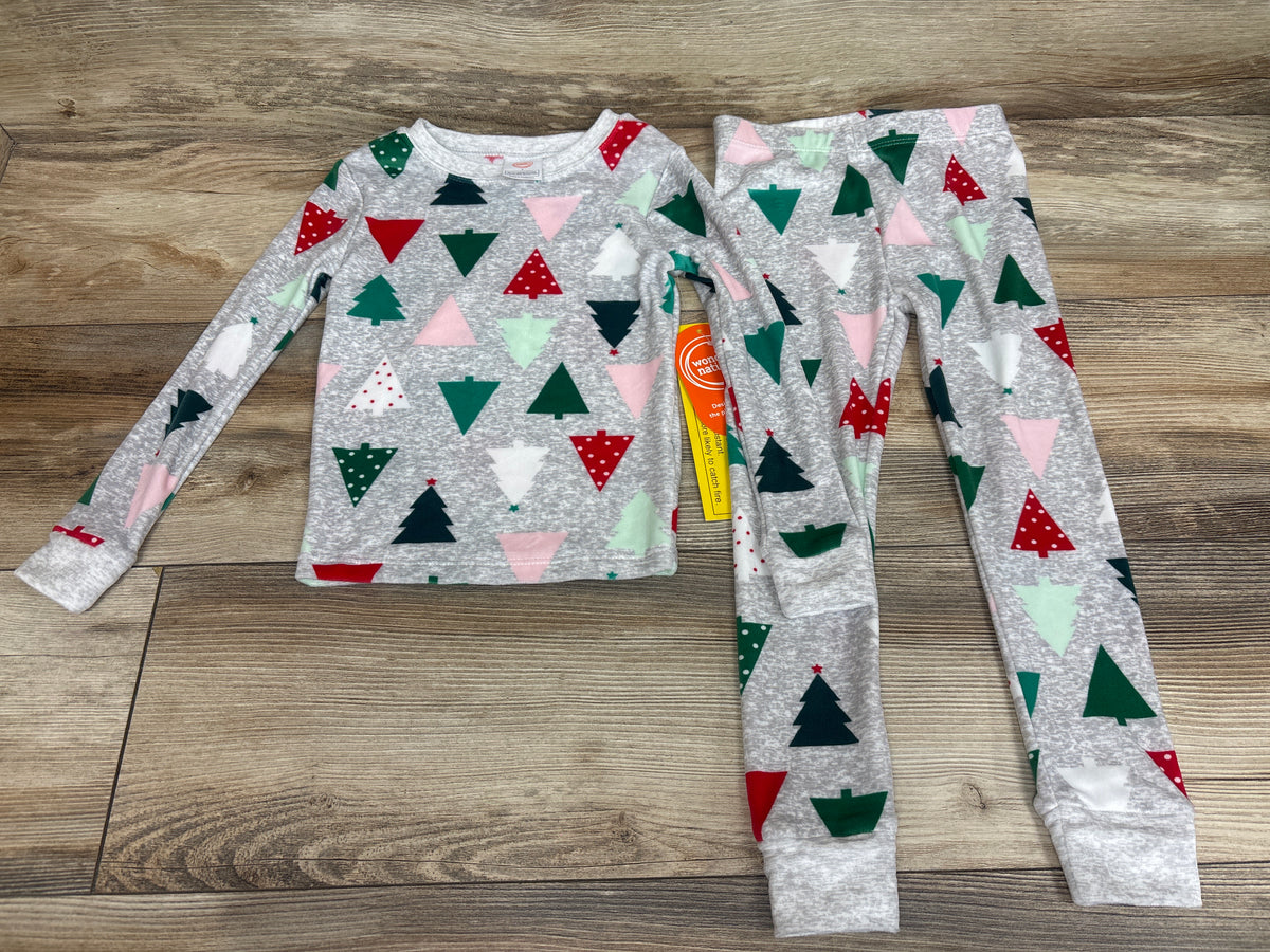 NEW Wonder Nation 2pc Velour Christmas Tree Pajama Set Grey sz 4T