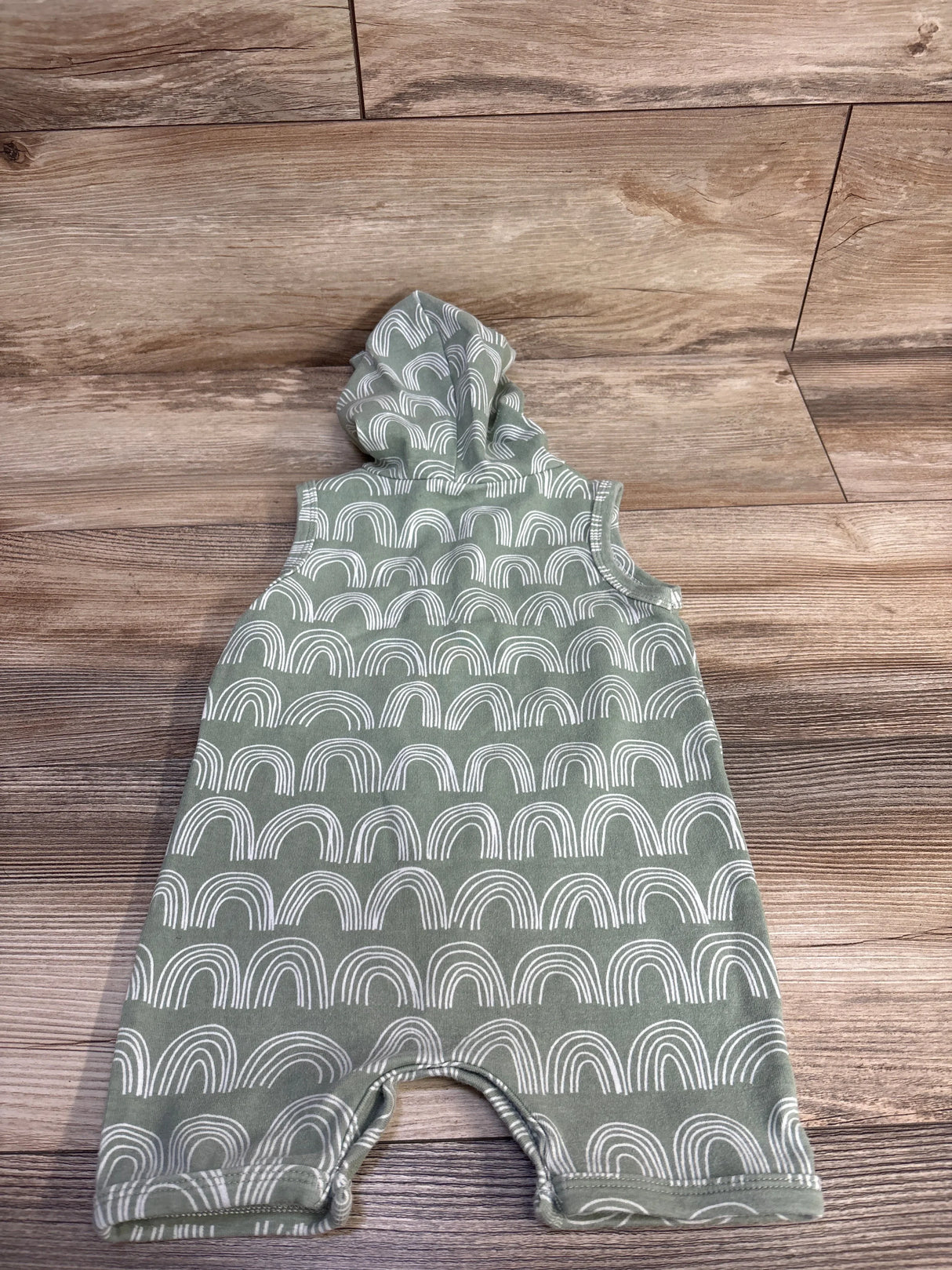 Little One Shop Hooded Henley Shortie Romper Green sz 18-24m