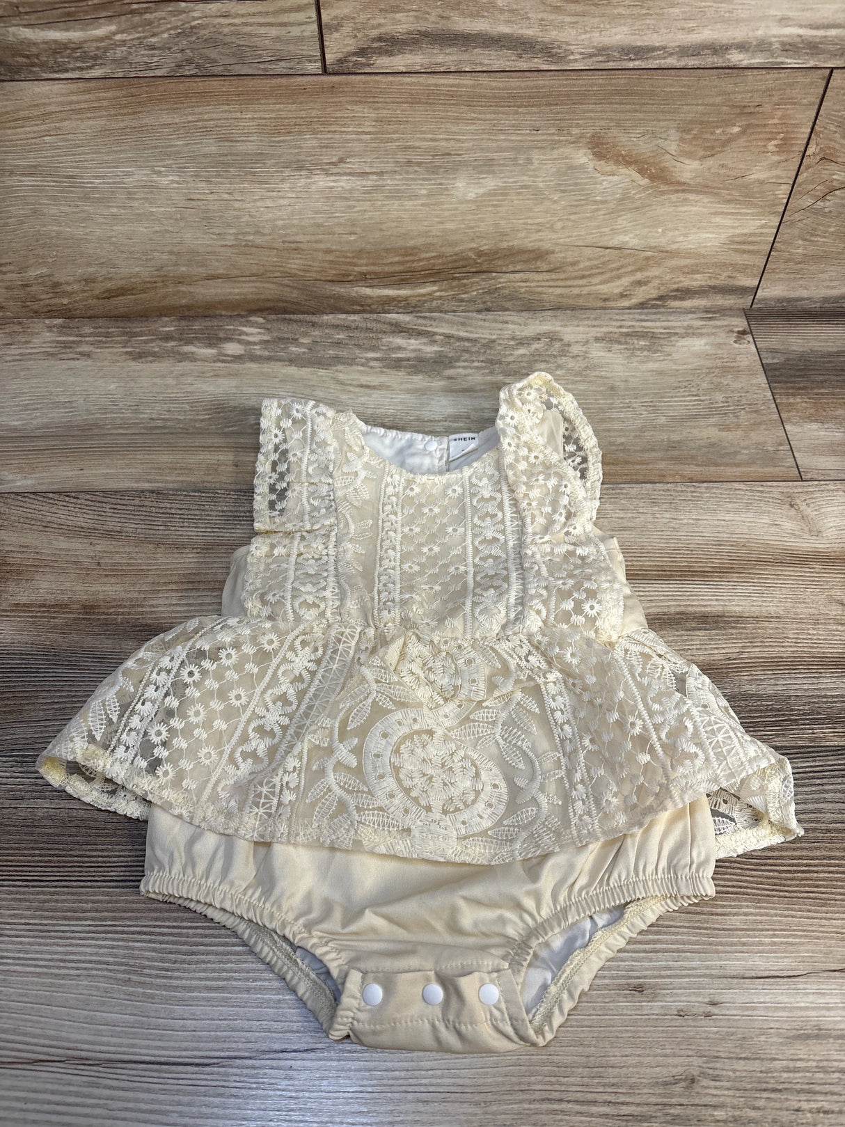 Shein Laced Bodysuit Dress Cream sz 6-9m