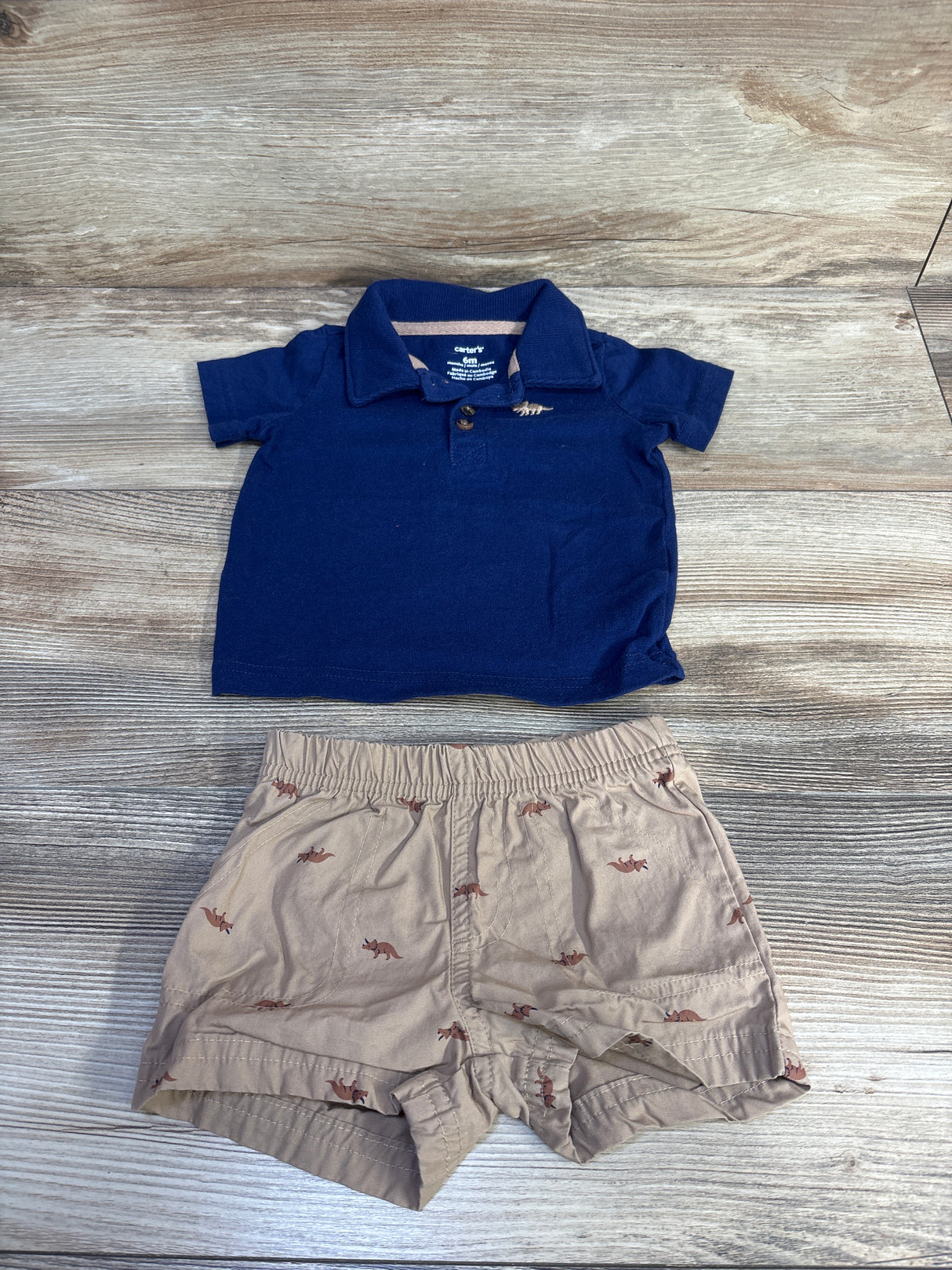 Carter's 2pc Dinosaur Polo & Shorts Set Navy sz 6m