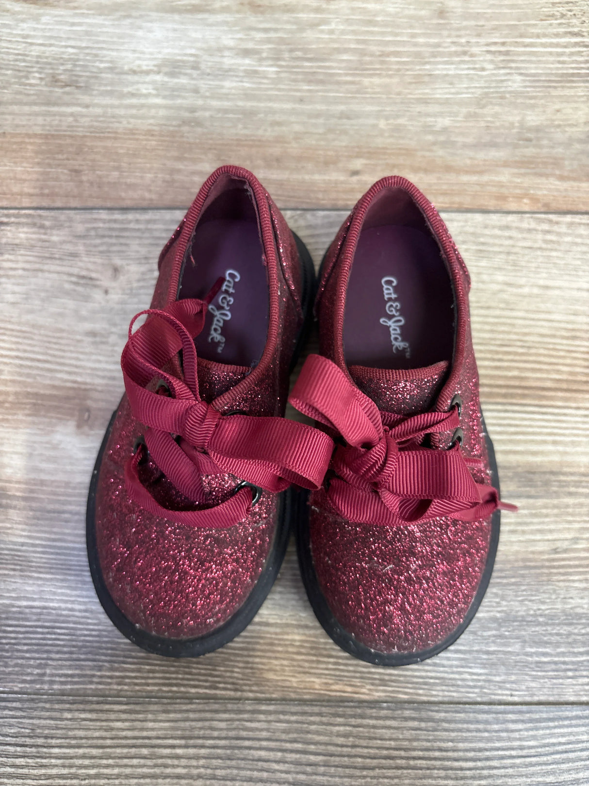 Cat & Jack Phoebe Oxford Shoes Red Glitter sz 6c