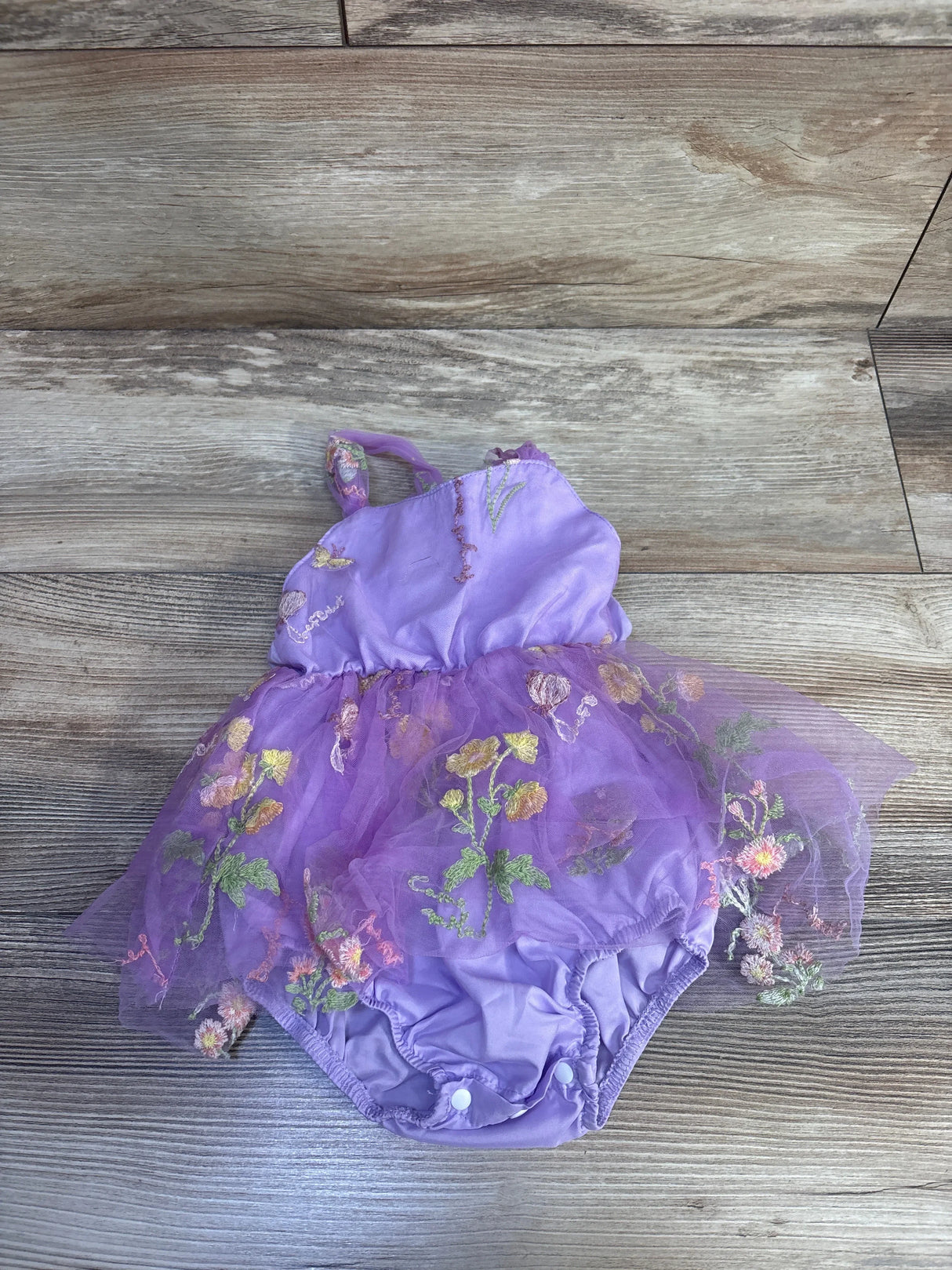 IDOPIP Embroidered Tulle Bodysuit Dress Purple sz 6-9m
