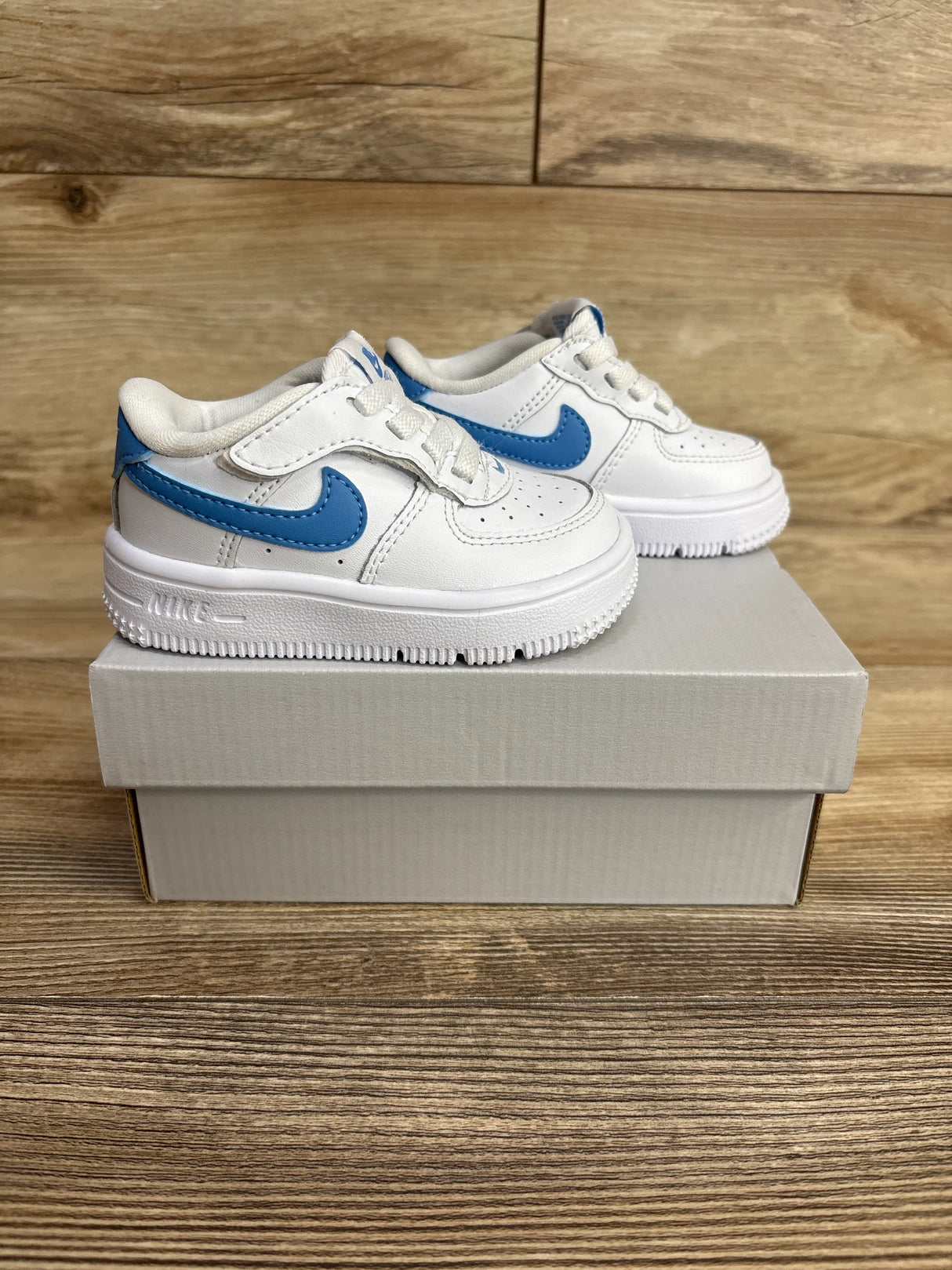 Nike Force 1 Low EasyOn TD 'White Blue Beyond' Sneakers sz 4c