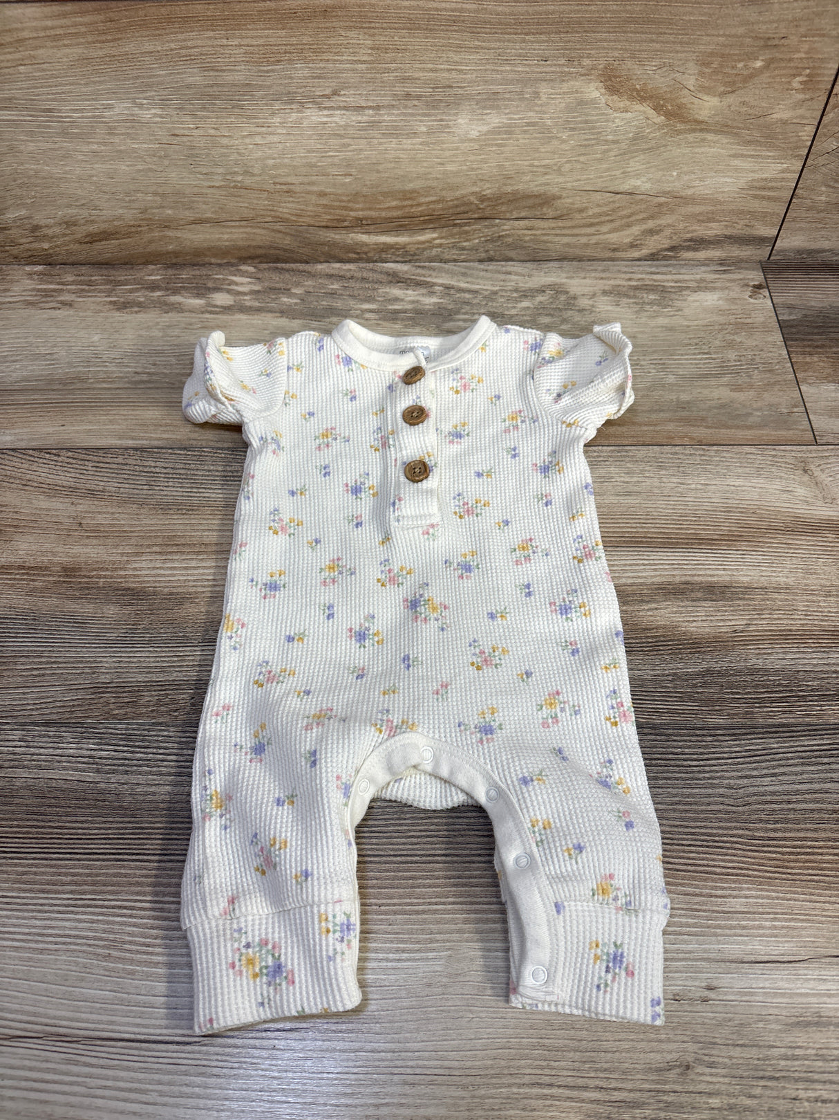 Modern Moments Waffle Knit Henley Jumpsuit Ivory sz 0-3m