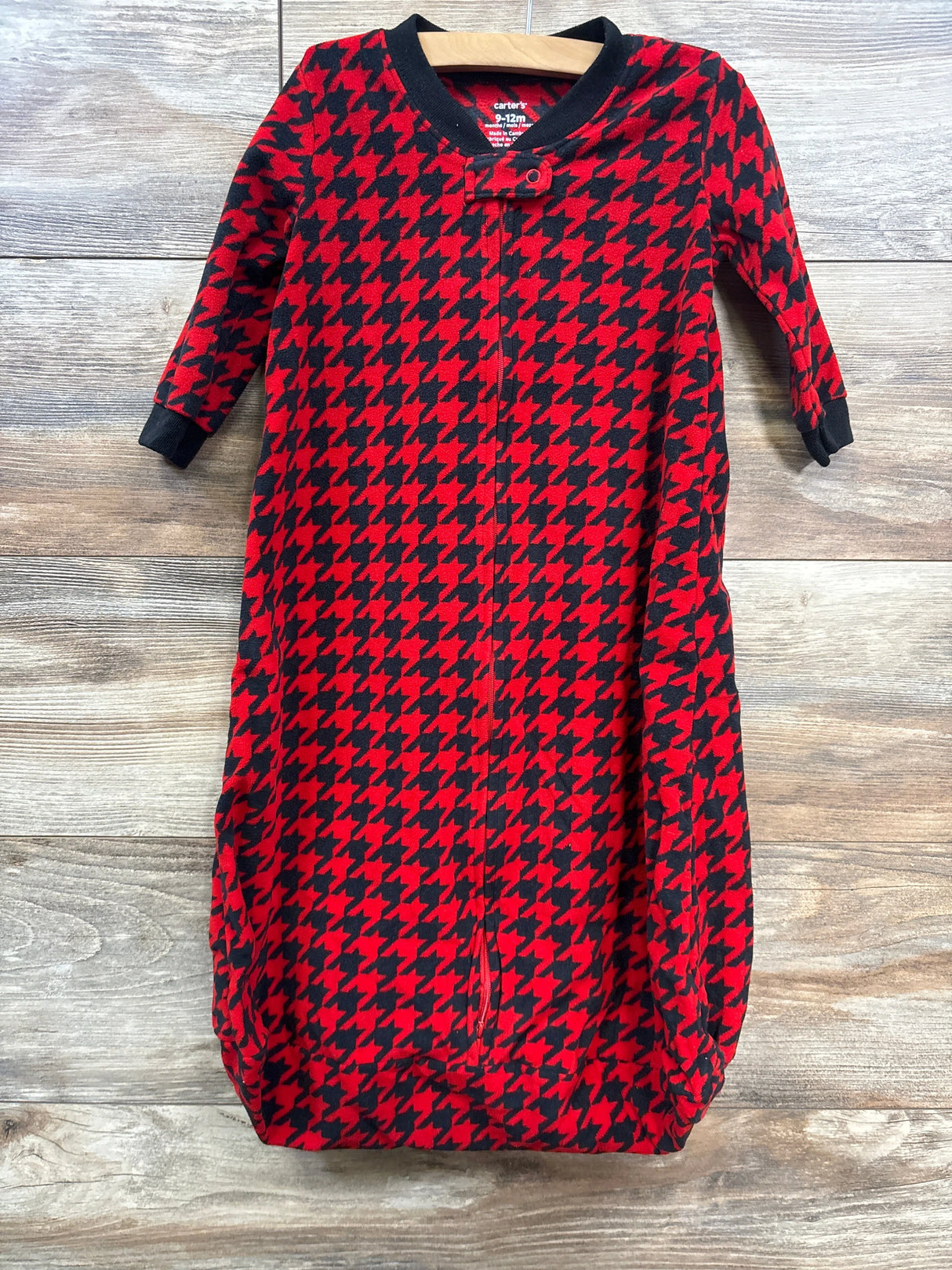 Carter's Houndstooth Print Blanket Sleeper Red sz 9-12m