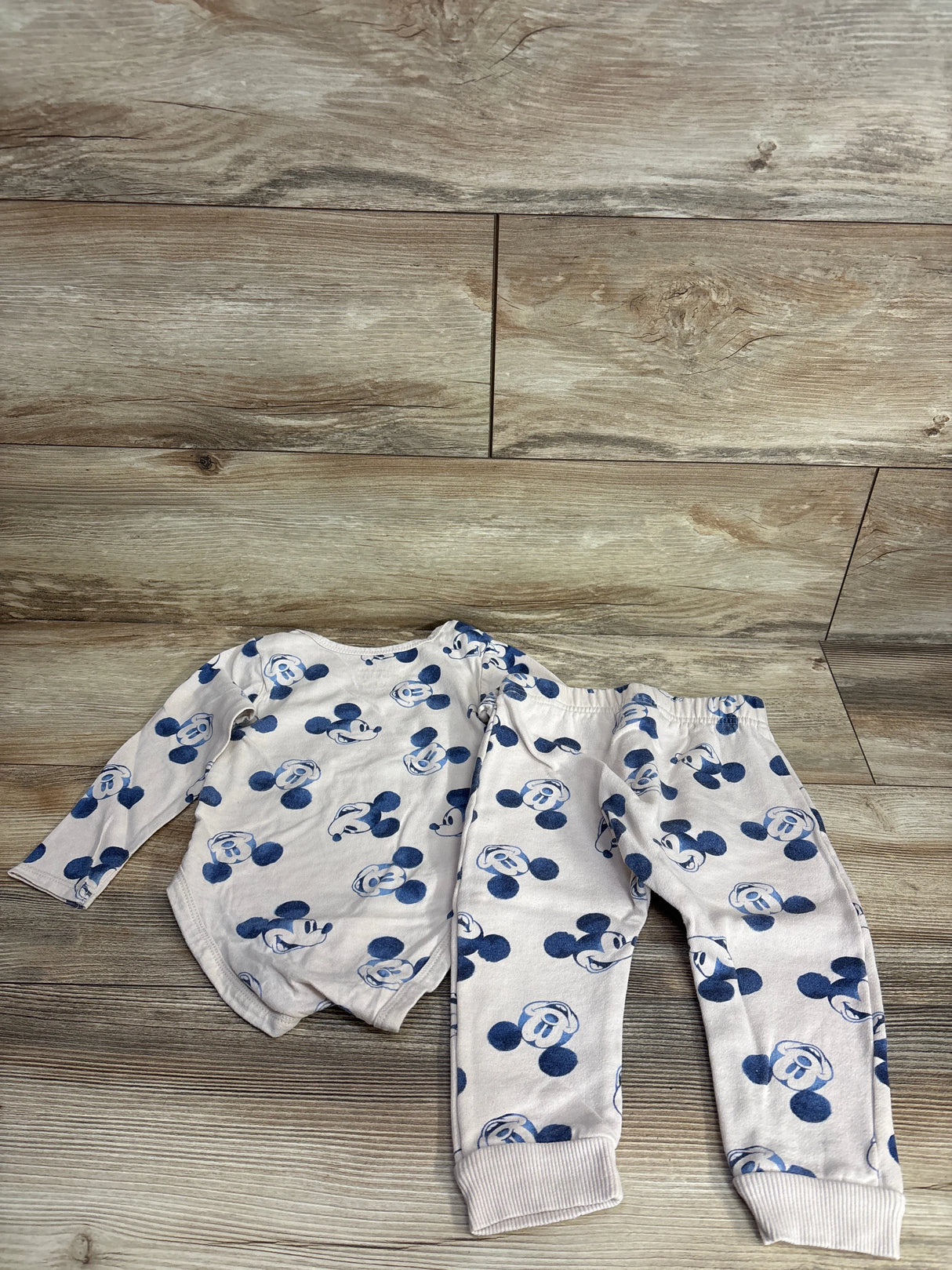 Disney Baby 2pc Mickey Mouse Bodysuit Set Beige sz 24m