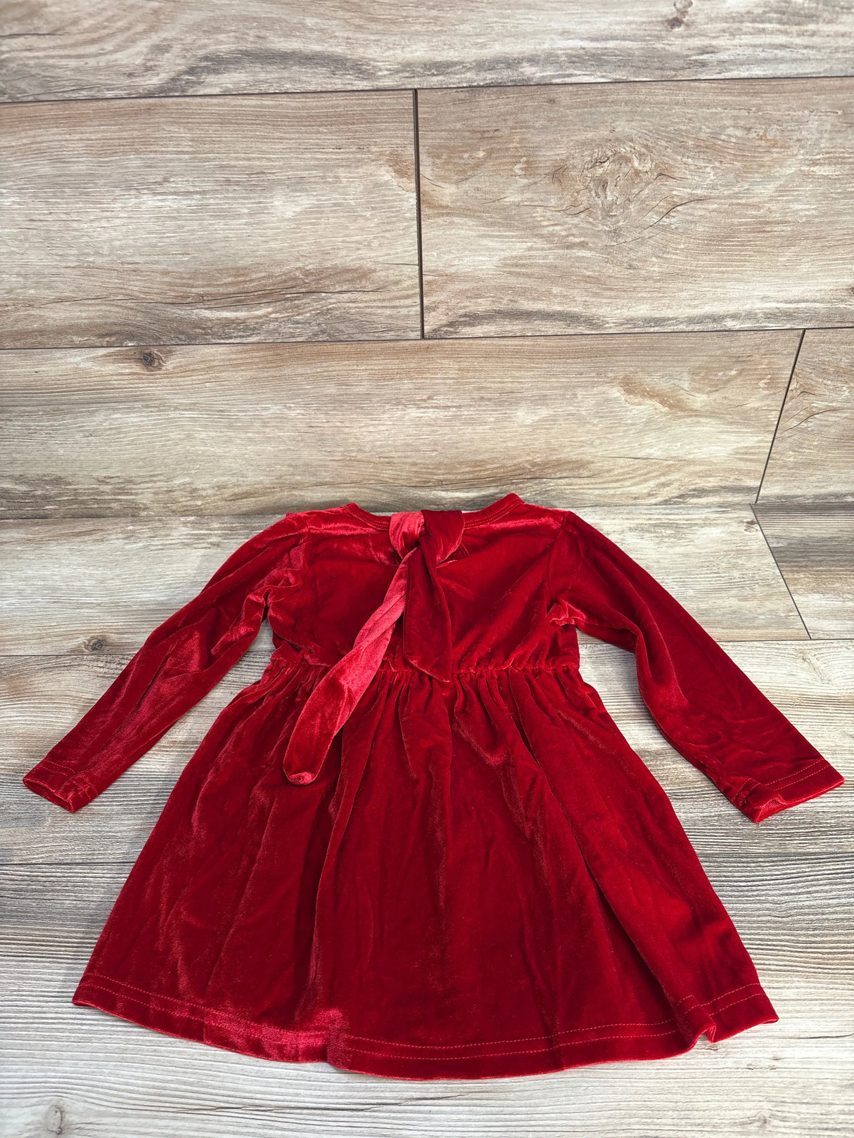 Shein 2pc Velvet Bow Dress & Headband Set Red sz 2-3T