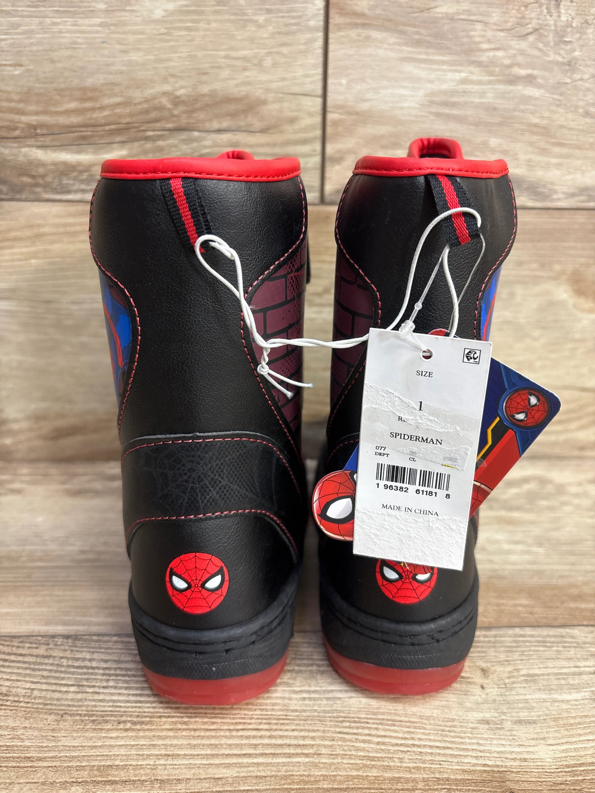 NEW Marvel Spider-Man Light-Up Winter Boots Black sz 1Y