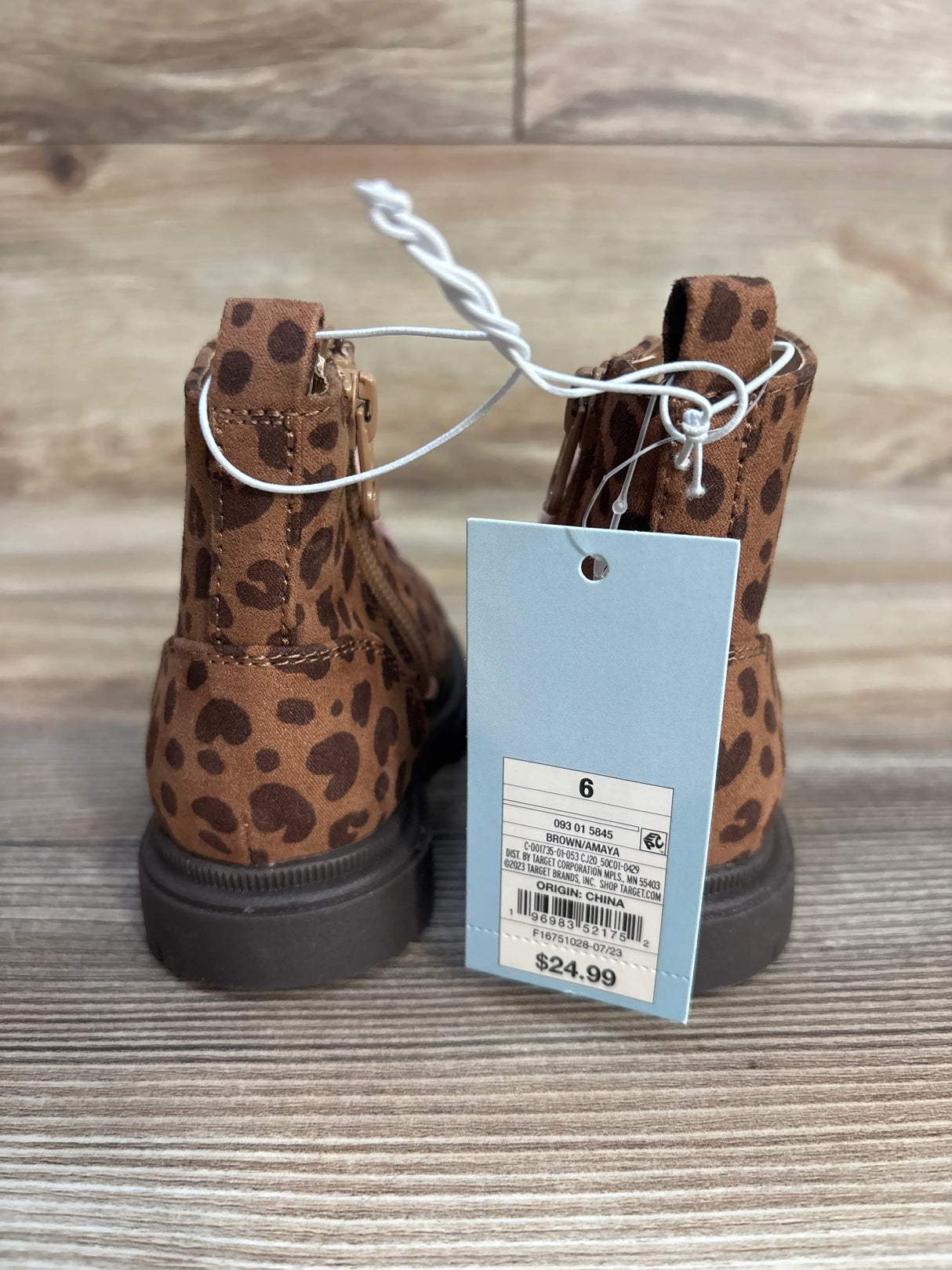 NEW Cat & Jack Toddler Girls' Amaya Zipper Leopard Print  Combat Boots Brown Sz 6c