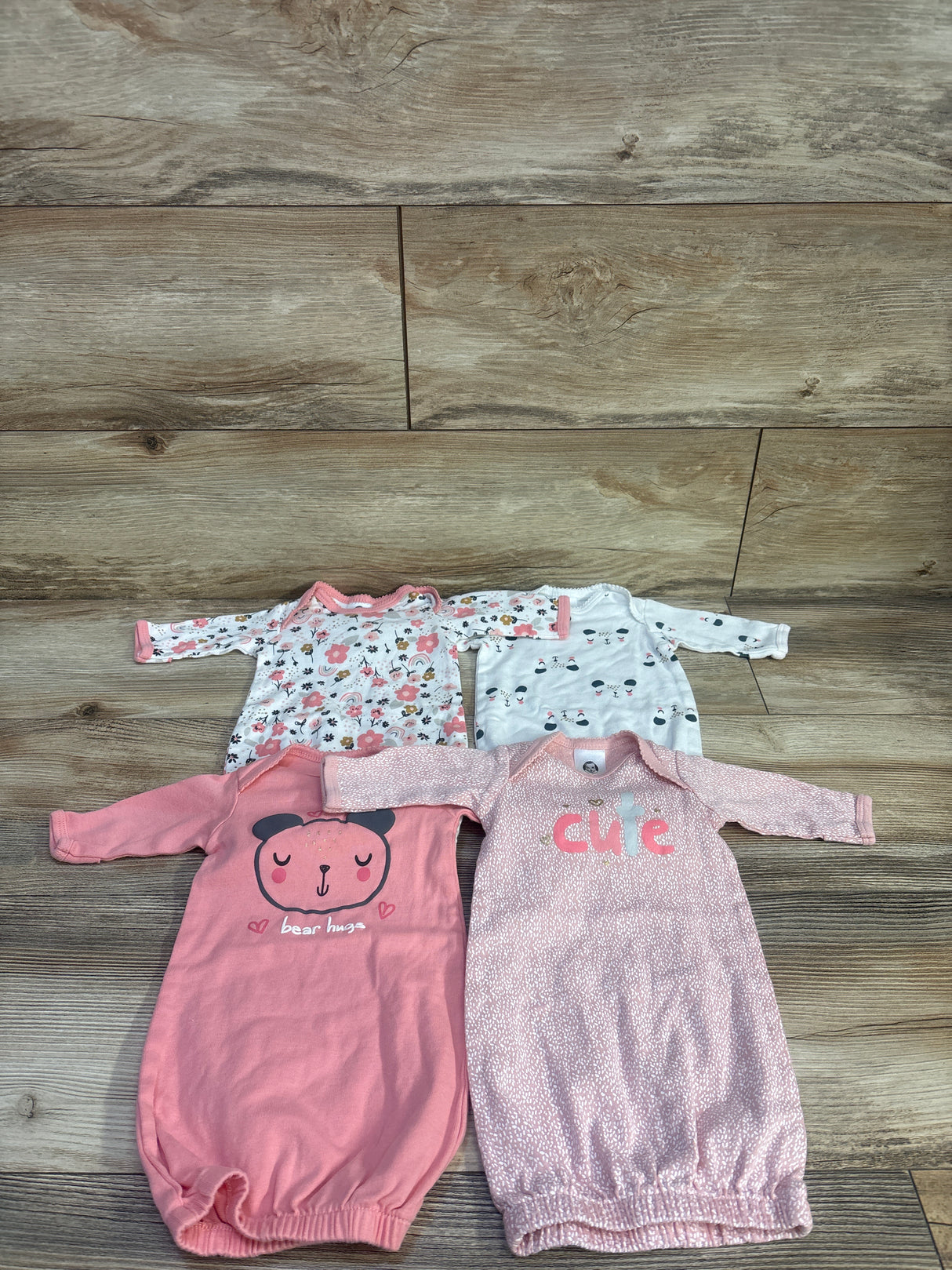 Gerber 4Pk Baby Girls Bear Gowns Pink sz Preemie