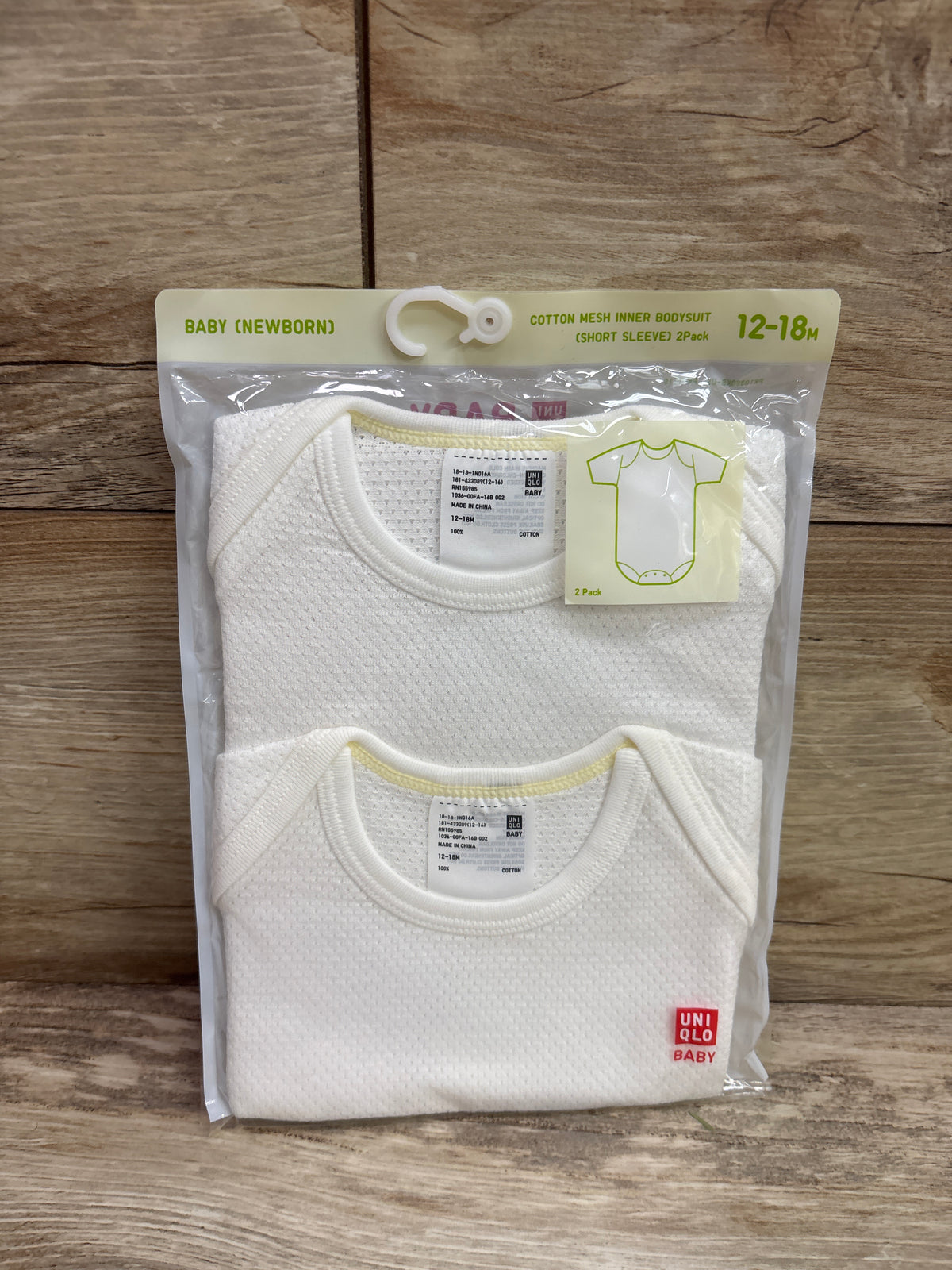 NEW Uniqlo 2pk Cotton Mesh Inner Bodysuits White sz 12-18m