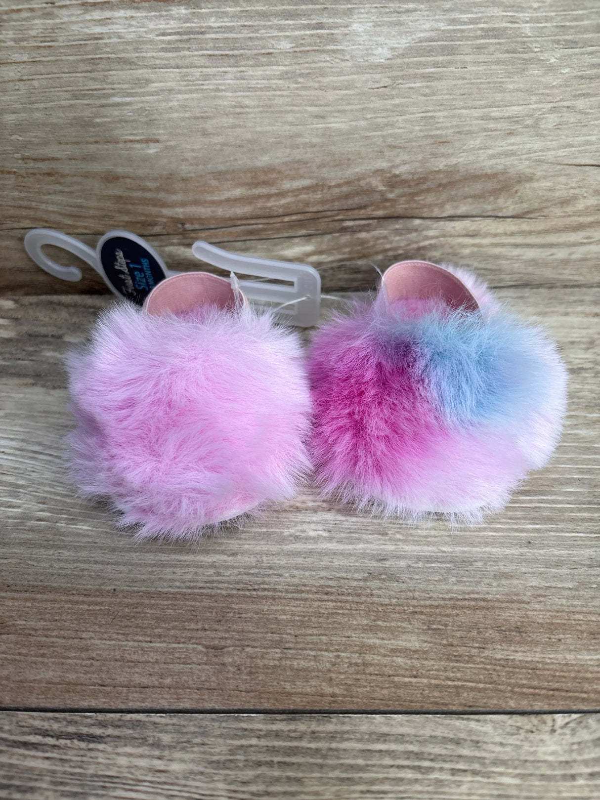 NEW First Steps Faux Fur Slides Pink sz 1c