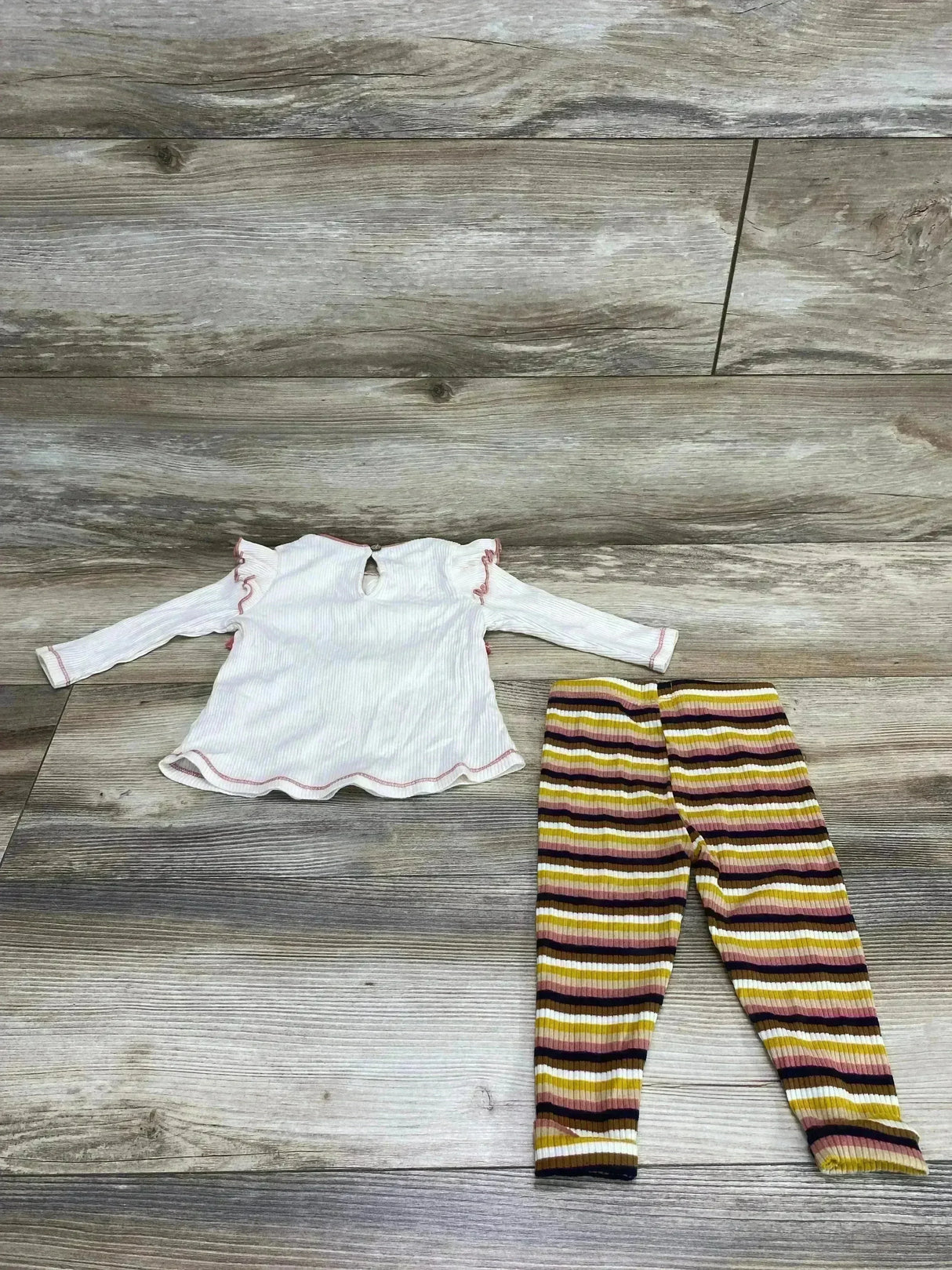 Mudpie 2pc Tassel Top & Leggings Cream sz 3-6m - Me n Mommy To Be